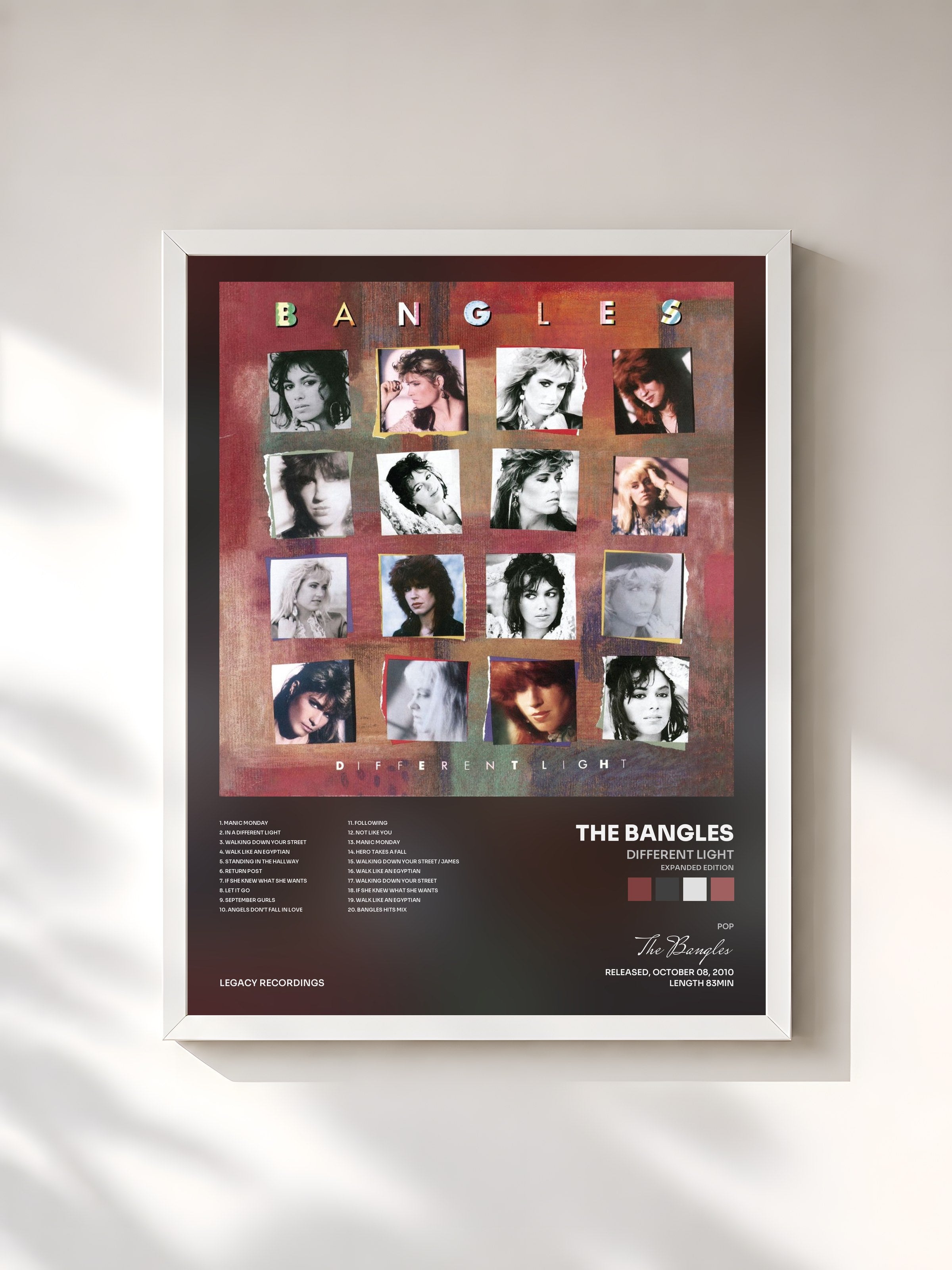 #blanc Tableau de l'album Different Light (Expanded Edition) de The Bangles, cadre blanc, imprimé et encadré en France