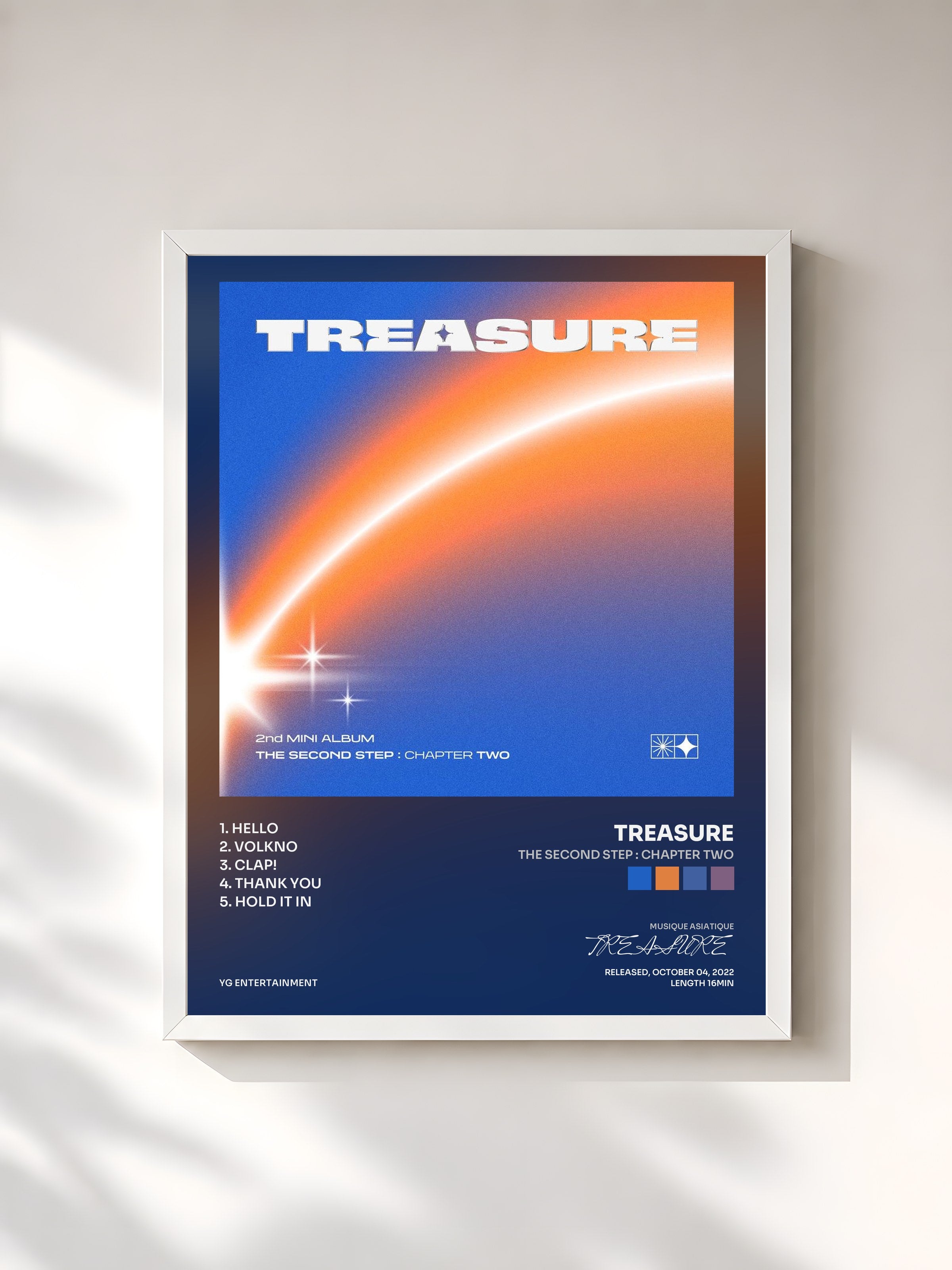 #blanc Tableau de l'album THE SECOND STEP : CHAPTER TWO de TREASURE, cadre blanc, imprimé et encadré en France