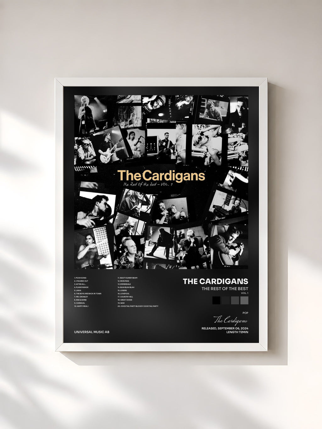 #blanc Tableau de l'album The Rest Of The Best (Vol. 1) de The Cardigans, cadre blanc, imprimé et encadré en France