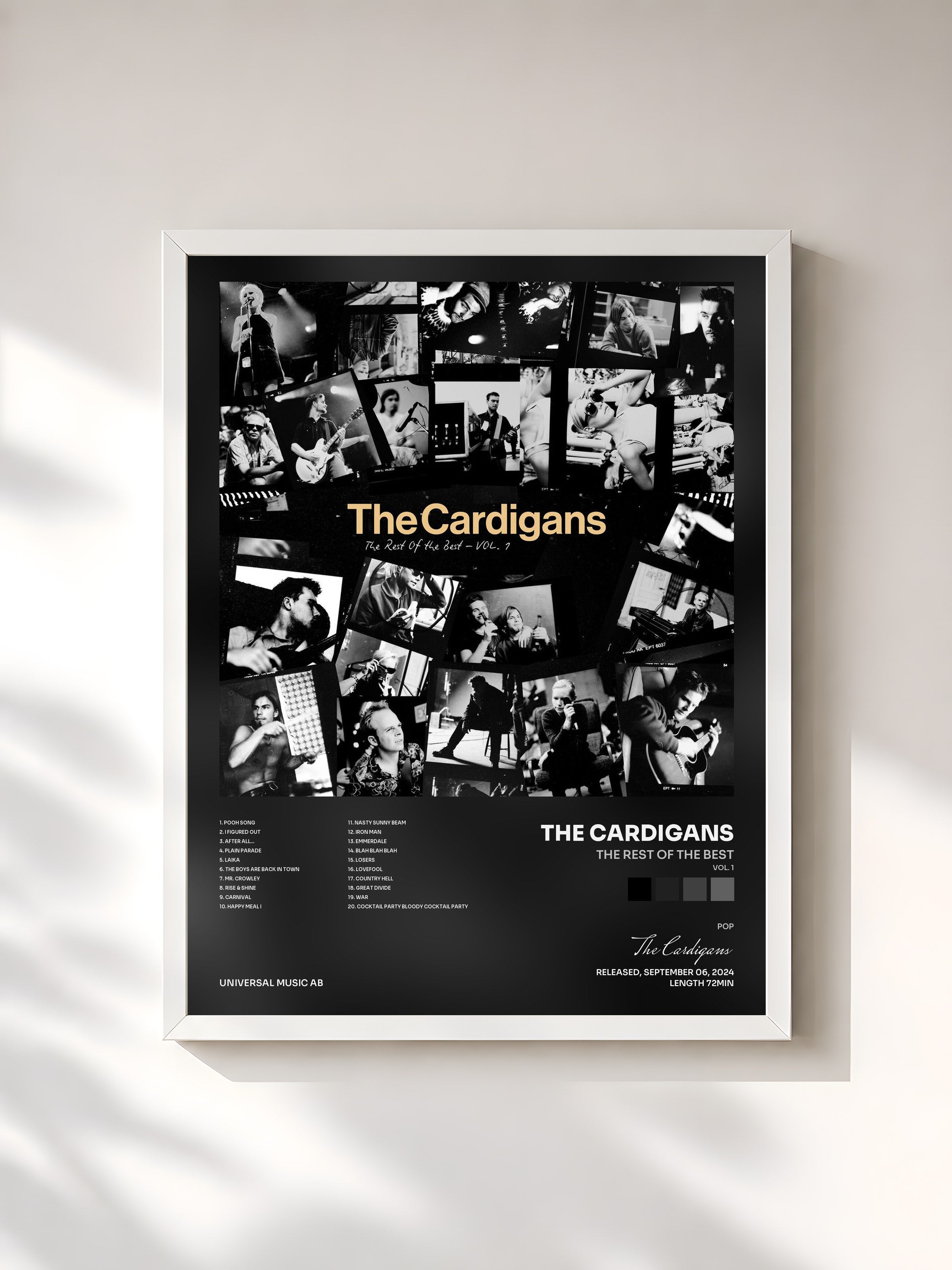 #blanc Tableau de l'album The Rest Of The Best (Vol. 1) de The Cardigans, cadre blanc, imprimé et encadré en France