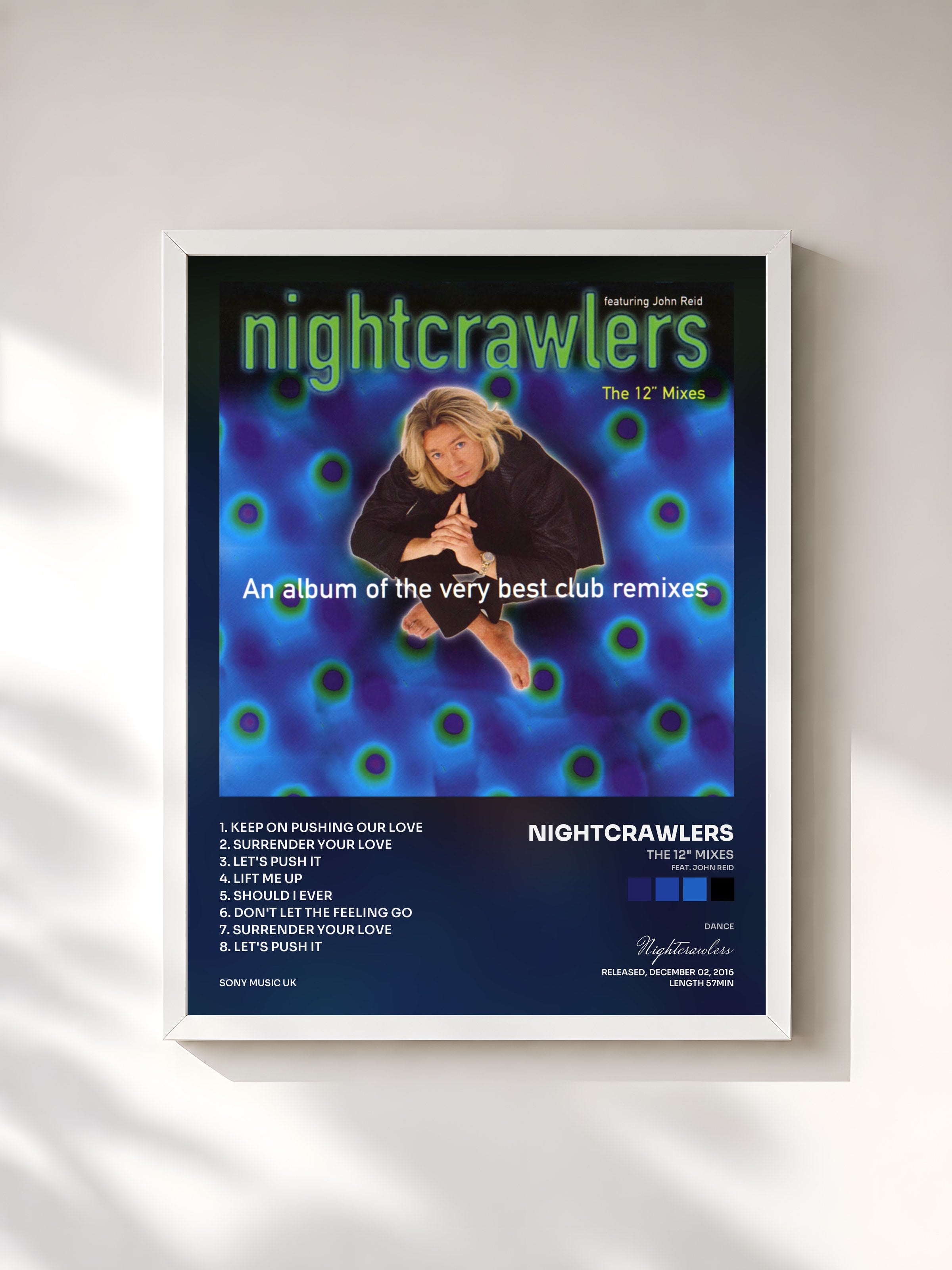 #blanc Tableau de l'album The 12" Mixes (feat. John Reid) de Nightcrawlers, cadre blanc, imprimé et encadré en France