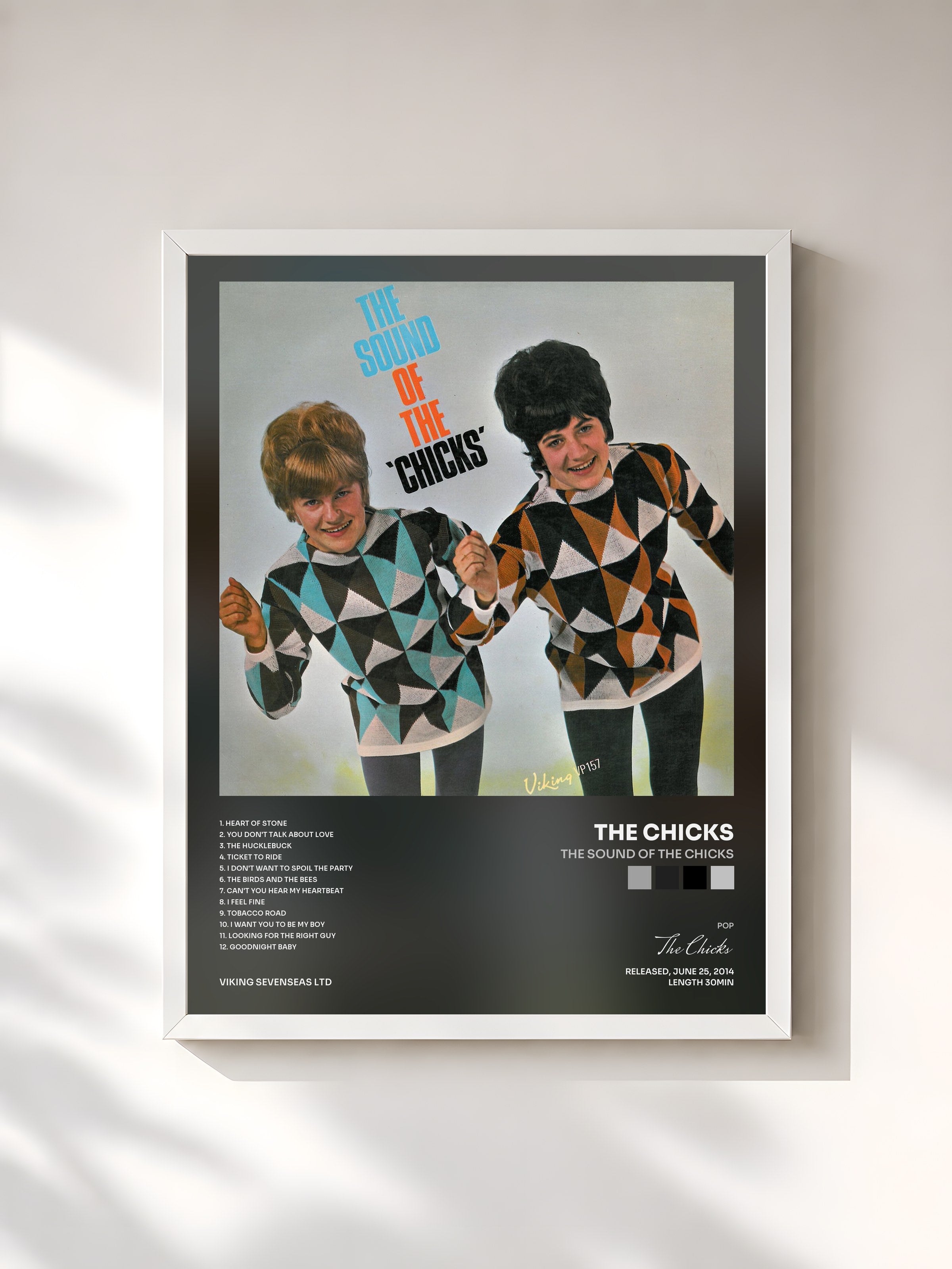 #blanc Tableau de l'album The Sound of the Chicks de The Chicks, cadre blanc, imprimé et encadré en France