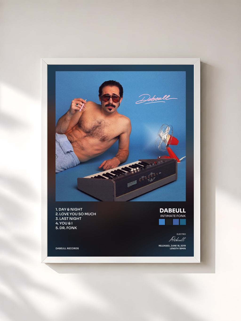 #blanc Tableau de l'album Intimate Fonk de Dabeull, cadre blanc, imprimé et encadré en France