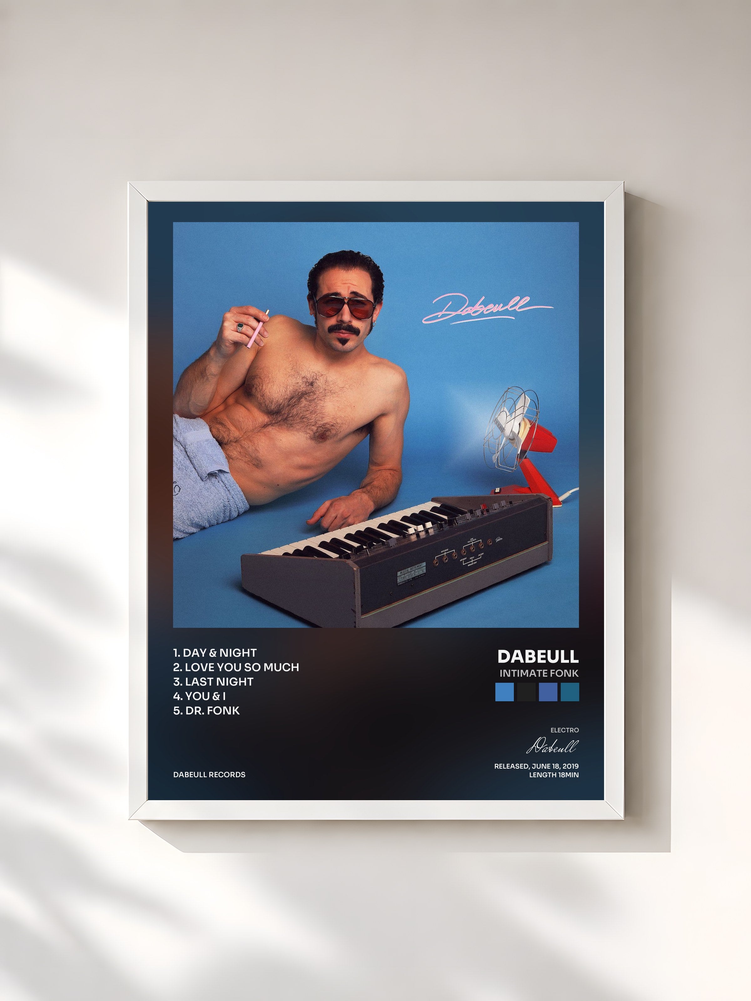 #blanc Tableau de l'album Intimate Fonk de Dabeull, cadre blanc, imprimé et encadré en France