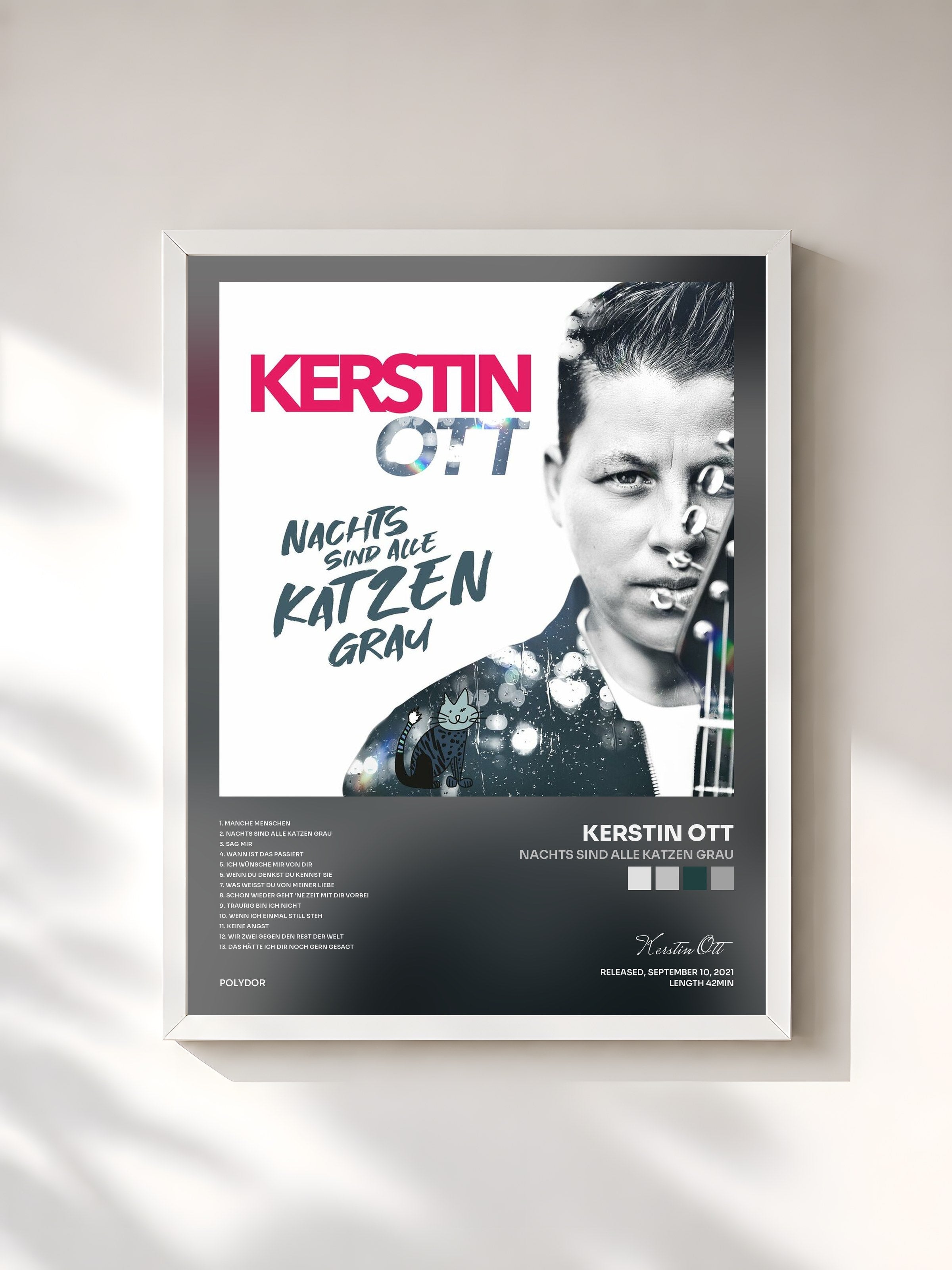 #blanc Tableau de l'album Nachts sind alle Katzen grau de Kerstin Ott, cadre blanc, imprimé et encadré en France