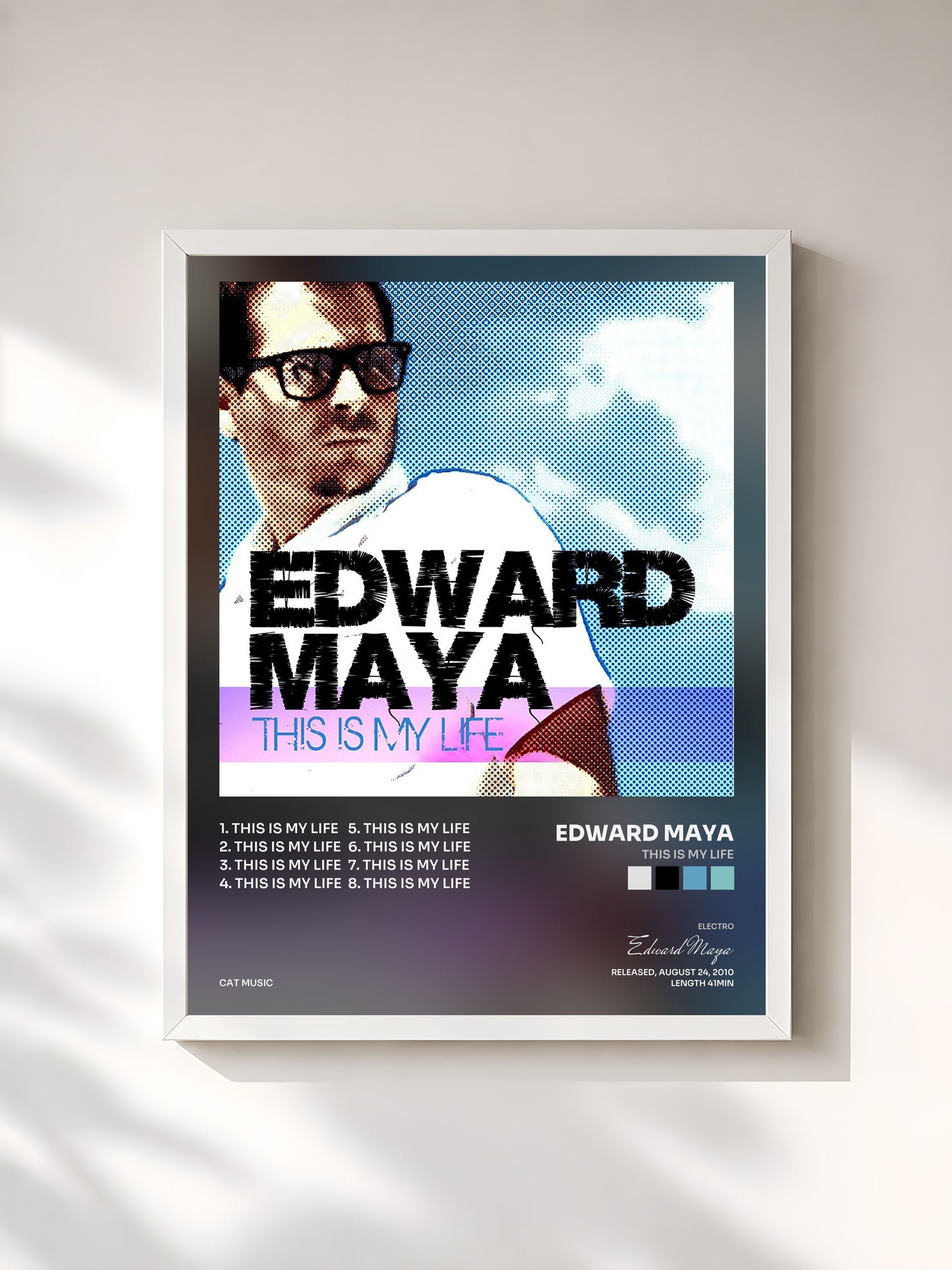 #blanc Tableau de l'album This Is My Life de Edward Maya, cadre blanc, imprimé et encadré en France