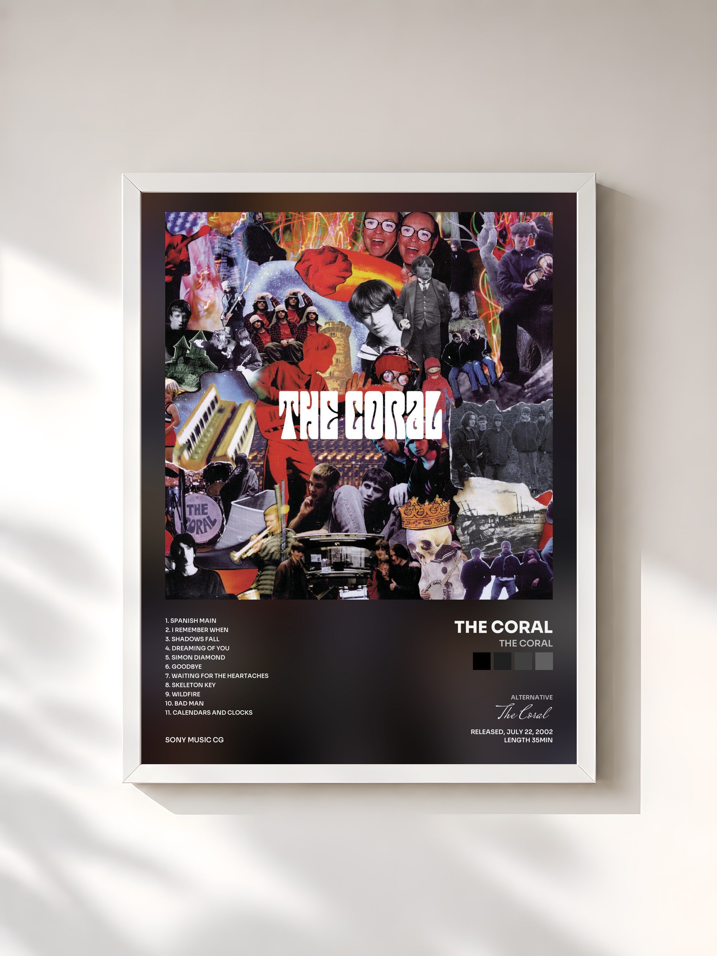 #blanc Tableau de l'album The Coral de The Coral, cadre blanc, imprimé et encadré en France