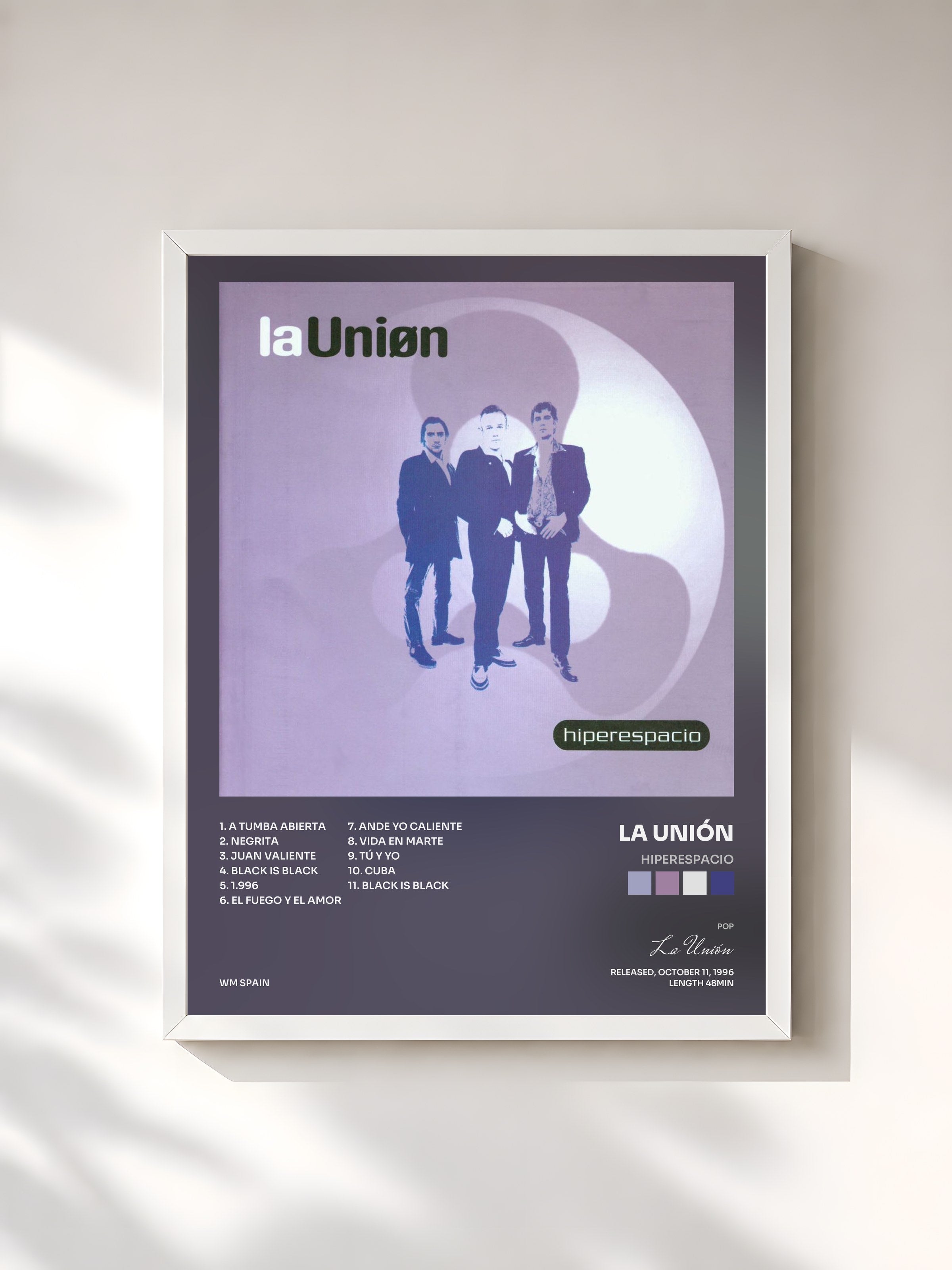 #blanc Tableau de l'album Hiperespacio de La Unión, cadre blanc, imprimé et encadré en France