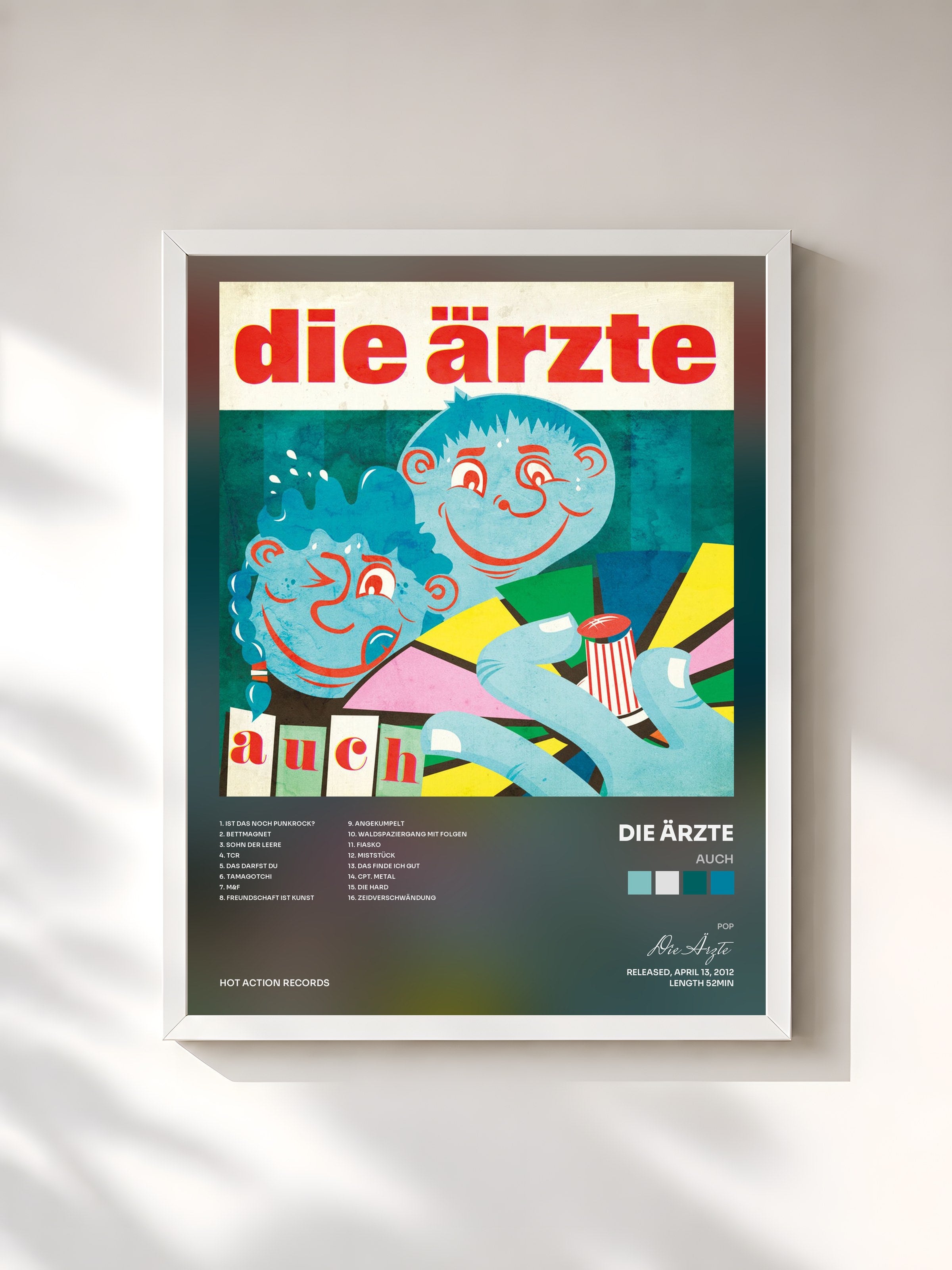#blanc Tableau de l'album auch de Die Ärzte, cadre blanc, imprimé et encadré en France