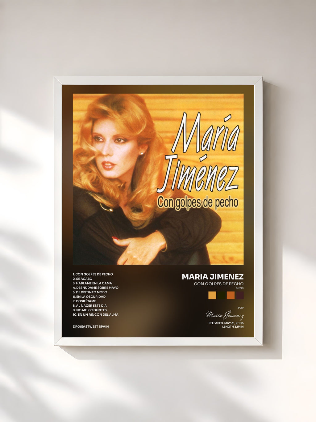 #blanc Con golpes by pecho (Dienc) de Maria Jimenez as a framed art print, white frame, printed and framed in France