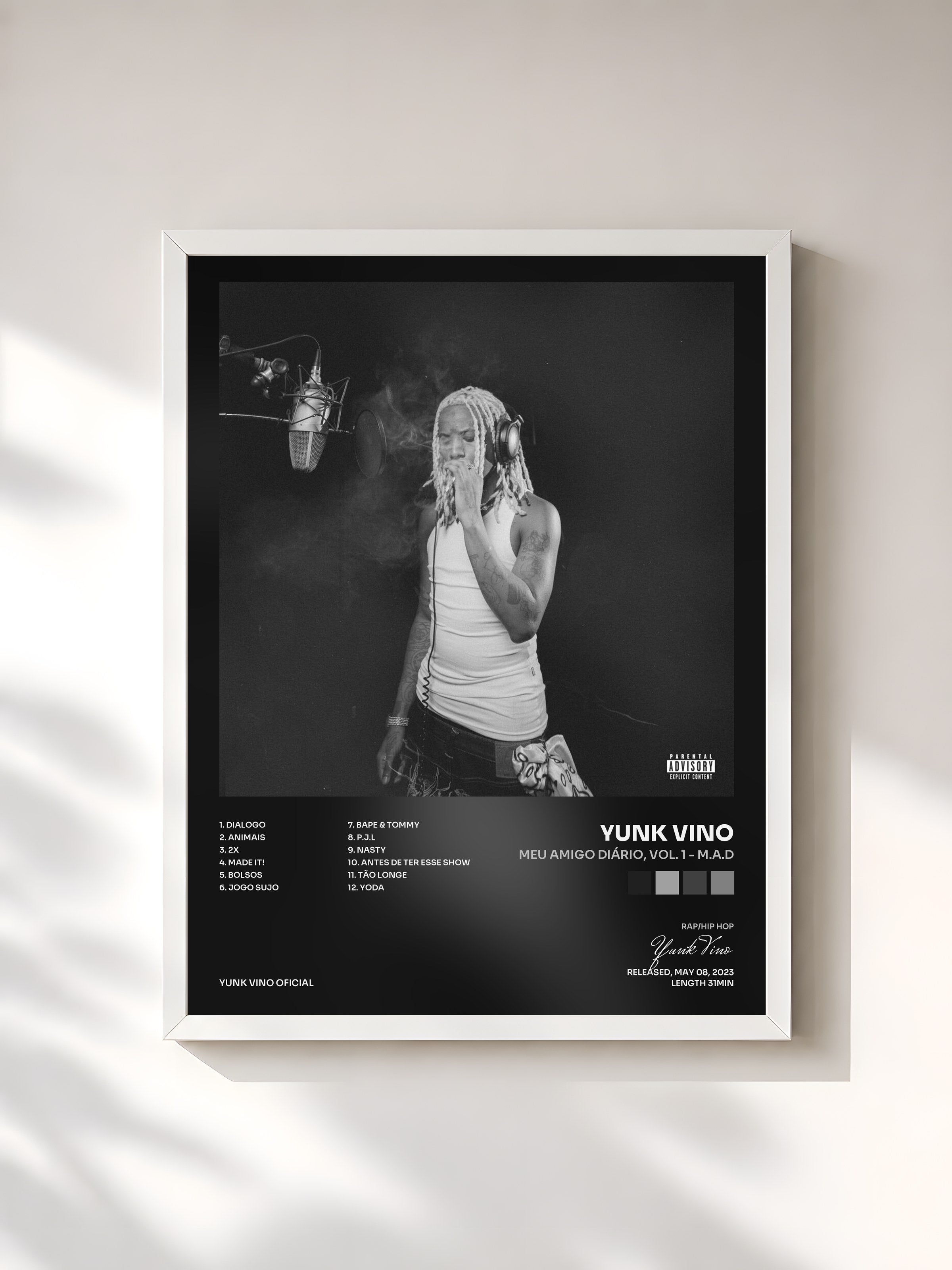 #blanc Tableau de l'album Meu Amigo Diário, Vol. 1 - M.A.D de Yunk Vino, cadre blanc, imprimé et encadré en France