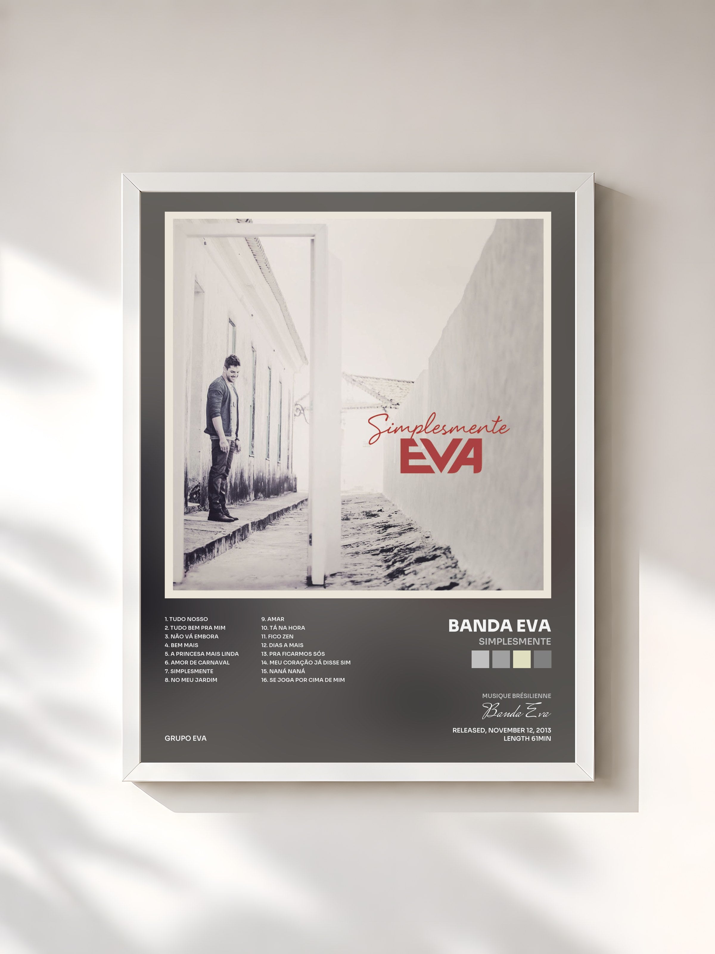 #blanc Tableau de l'album Simplesmente de Banda Eva, cadre blanc, imprimé et encadré en France