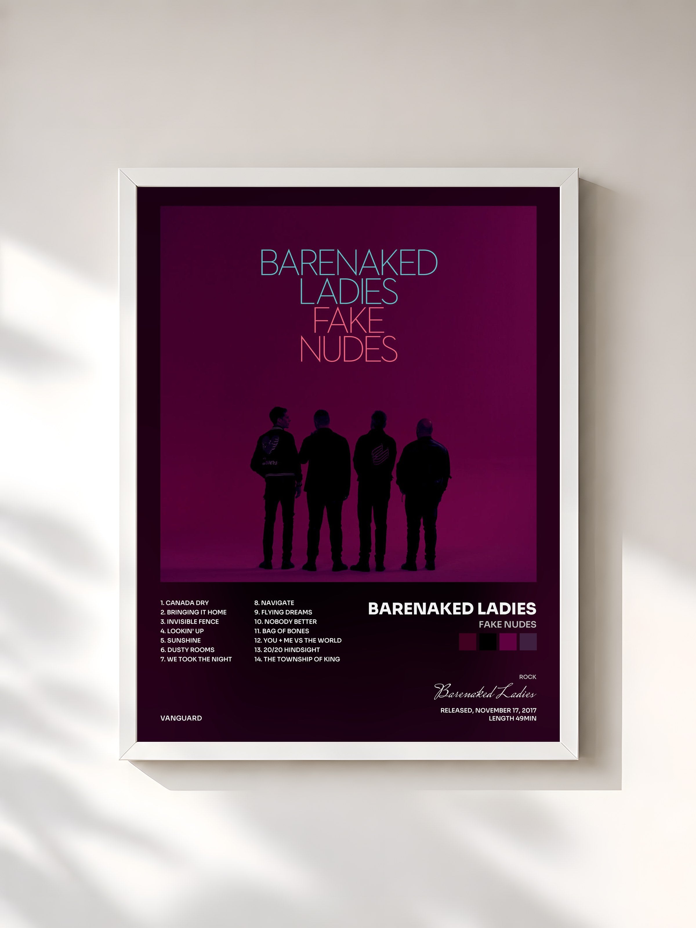 #blanc Tableau de l'album Fake Nudes de Barenaked Ladies, cadre blanc, imprimé et encadré en France