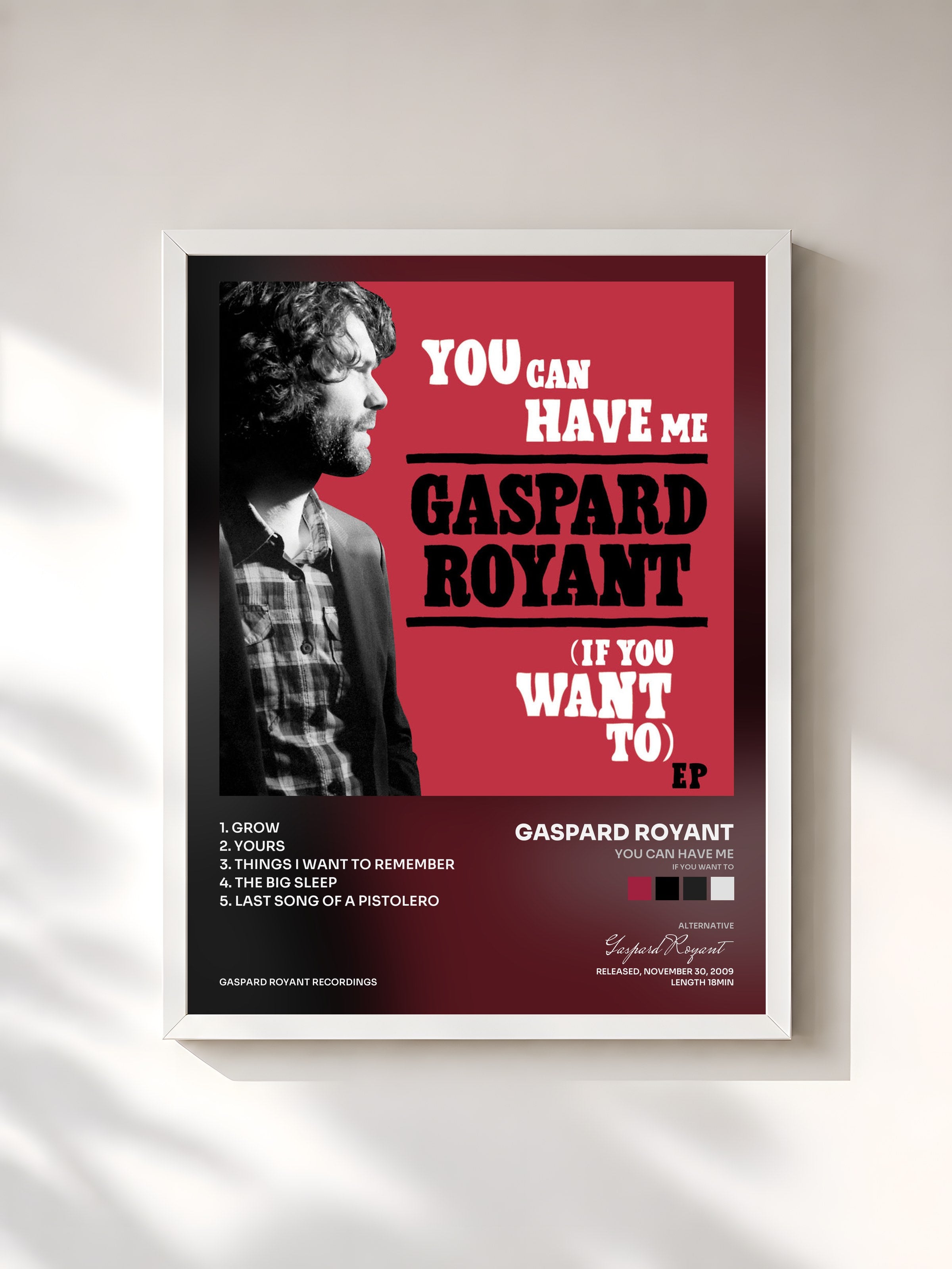 #blanc Tableau de l'album You Can Have Me (If You Want to) - EP de Gaspard Royant, cadre blanc, imprimé et encadré en France