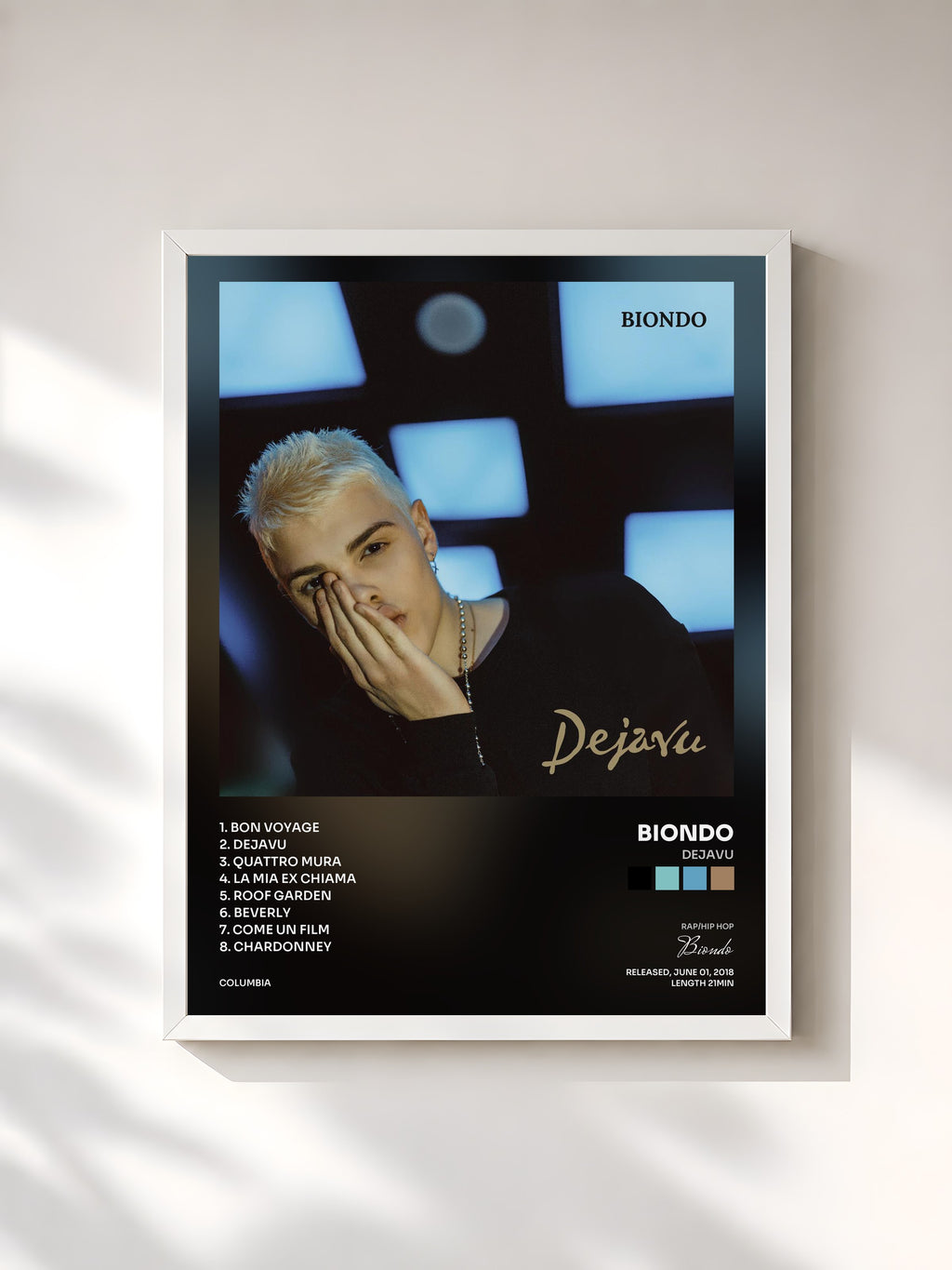 #blanc Tableau de l'album Dejavu de Biondo, cadre blanc, imprimé et encadré en France