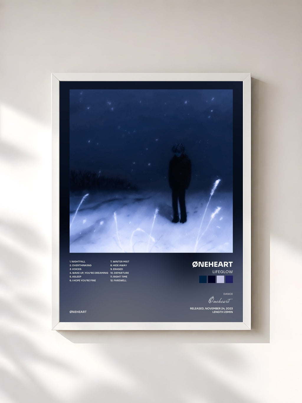 #blanc Lifeglow by Øneheart as a framed art print, white frame, printed and framed in France