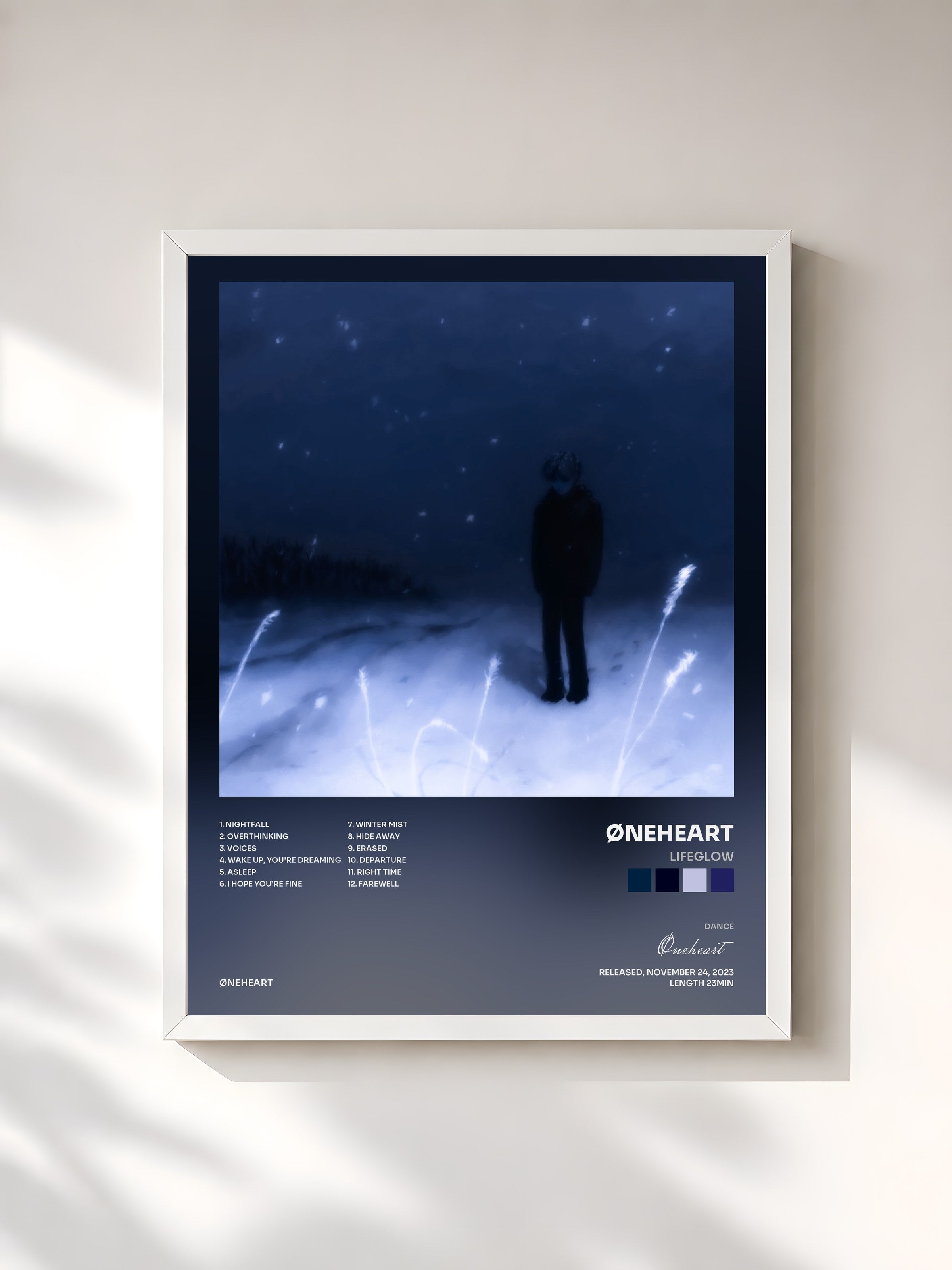 #blanc Tableau de l'album Lifeglow de Øneheart, cadre blanc, imprimé et encadré en France