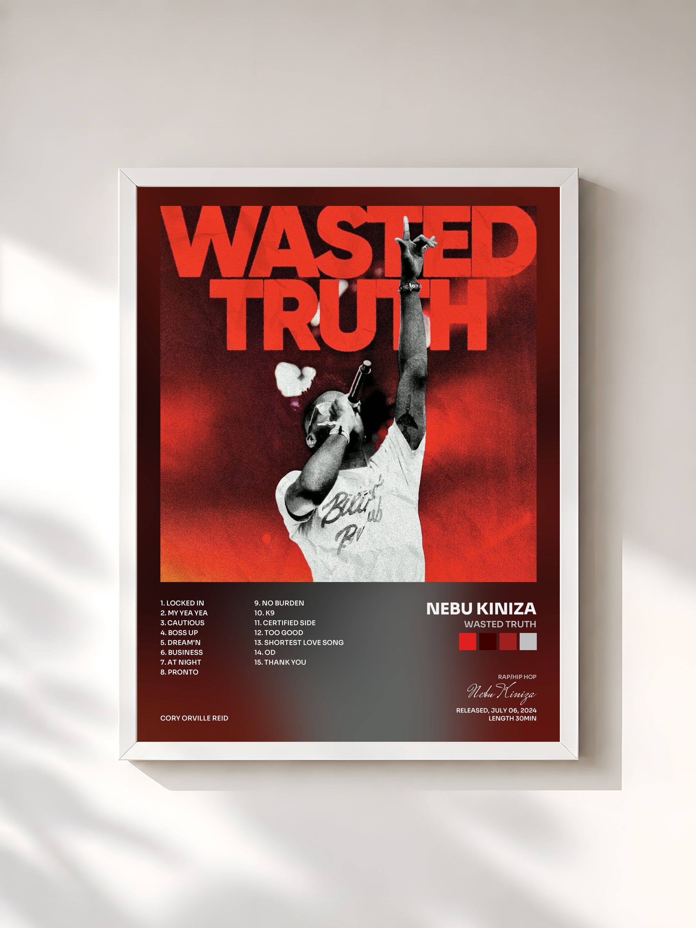 #blanc Tableau de l'album Wasted Truth de Nebu Kiniza, cadre blanc, imprimé et encadré en France