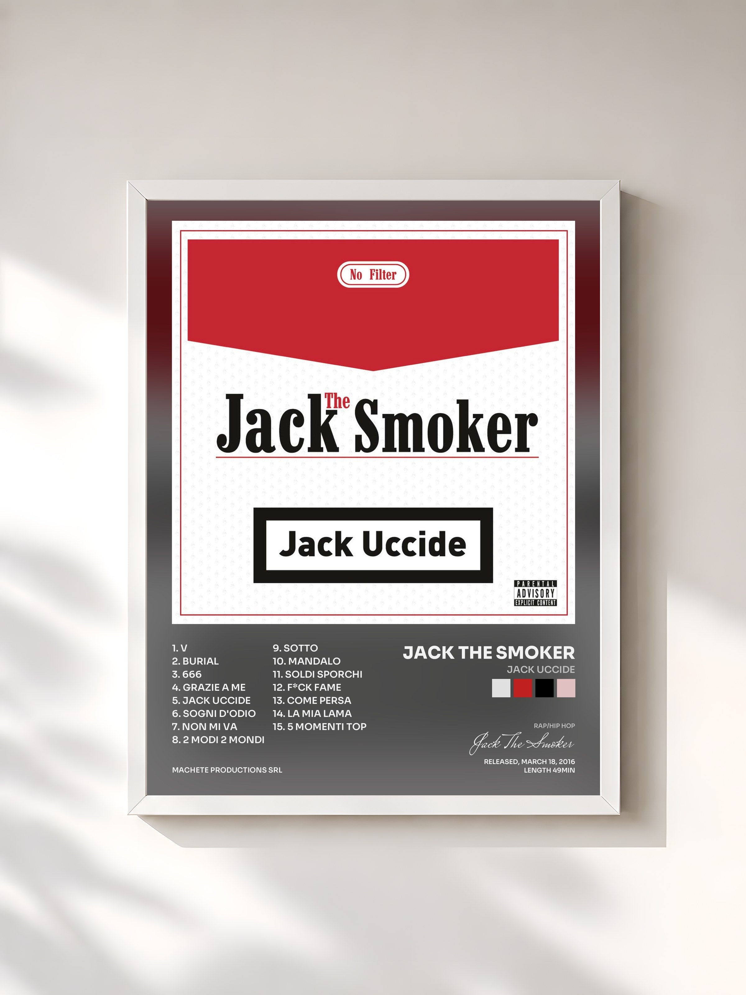 #blanc Tableau de l'album Jack uccide de Jack The Smoker, cadre blanc, imprimé et encadré en France