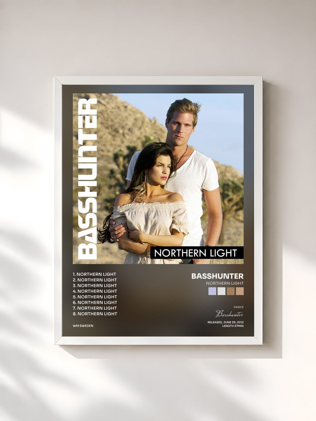 #blanc Northern Light by Basshunter as a framed art print, white frame, printed and framed in France