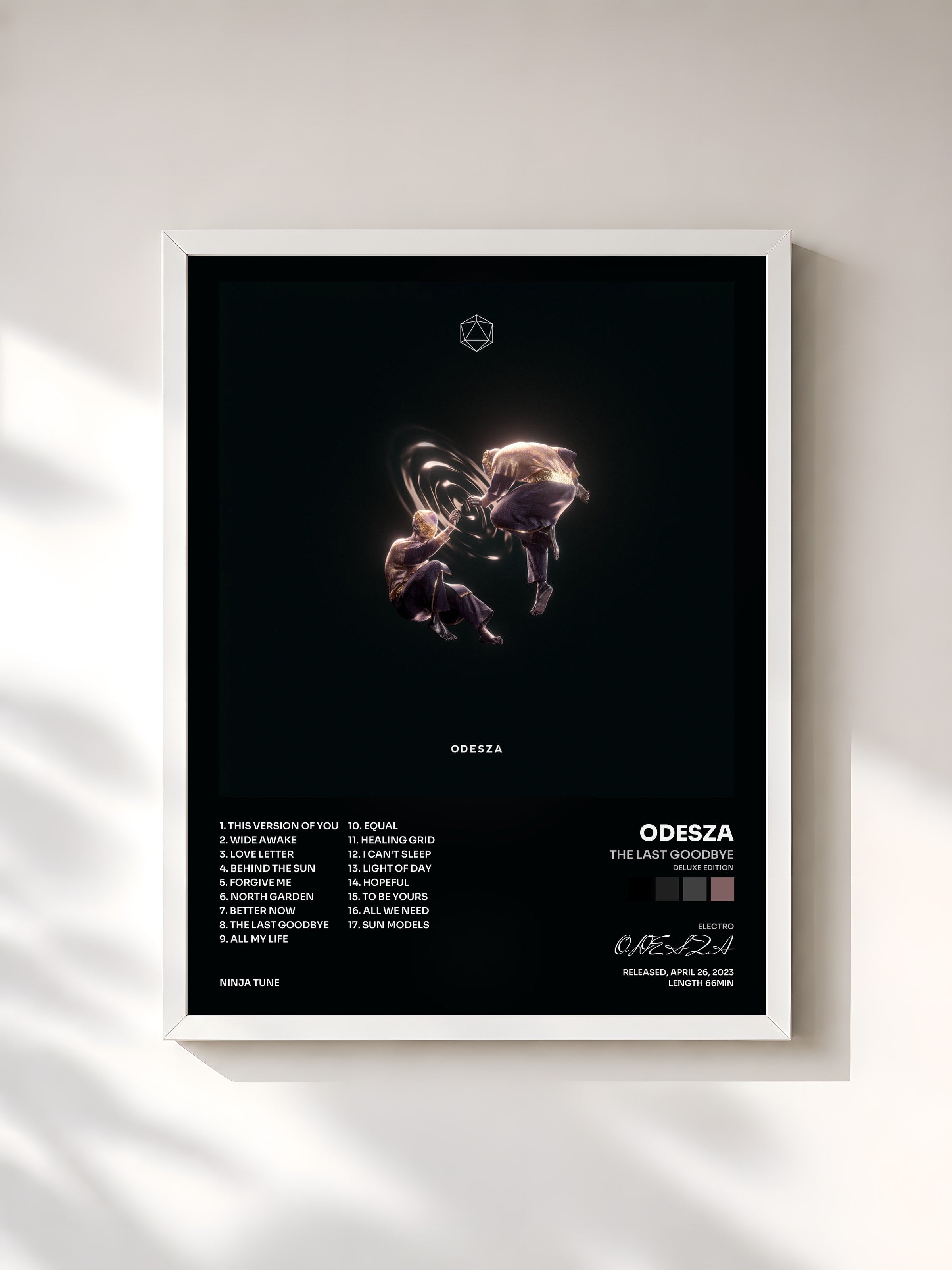 #blanc Tableau de l'album The Last Goodbye (Deluxe Edition) de ODESZA, cadre blanc, imprimé et encadré en France