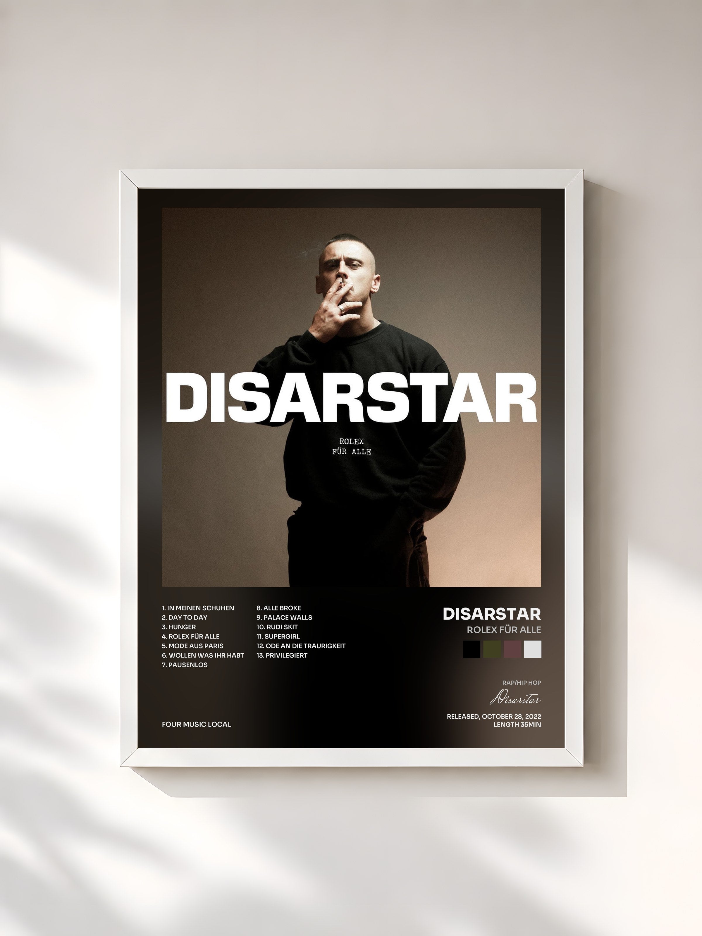 #blanc Tableau de l'album ROLEX FÜR ALLE de Disarstar, cadre blanc, imprimé et encadré en France