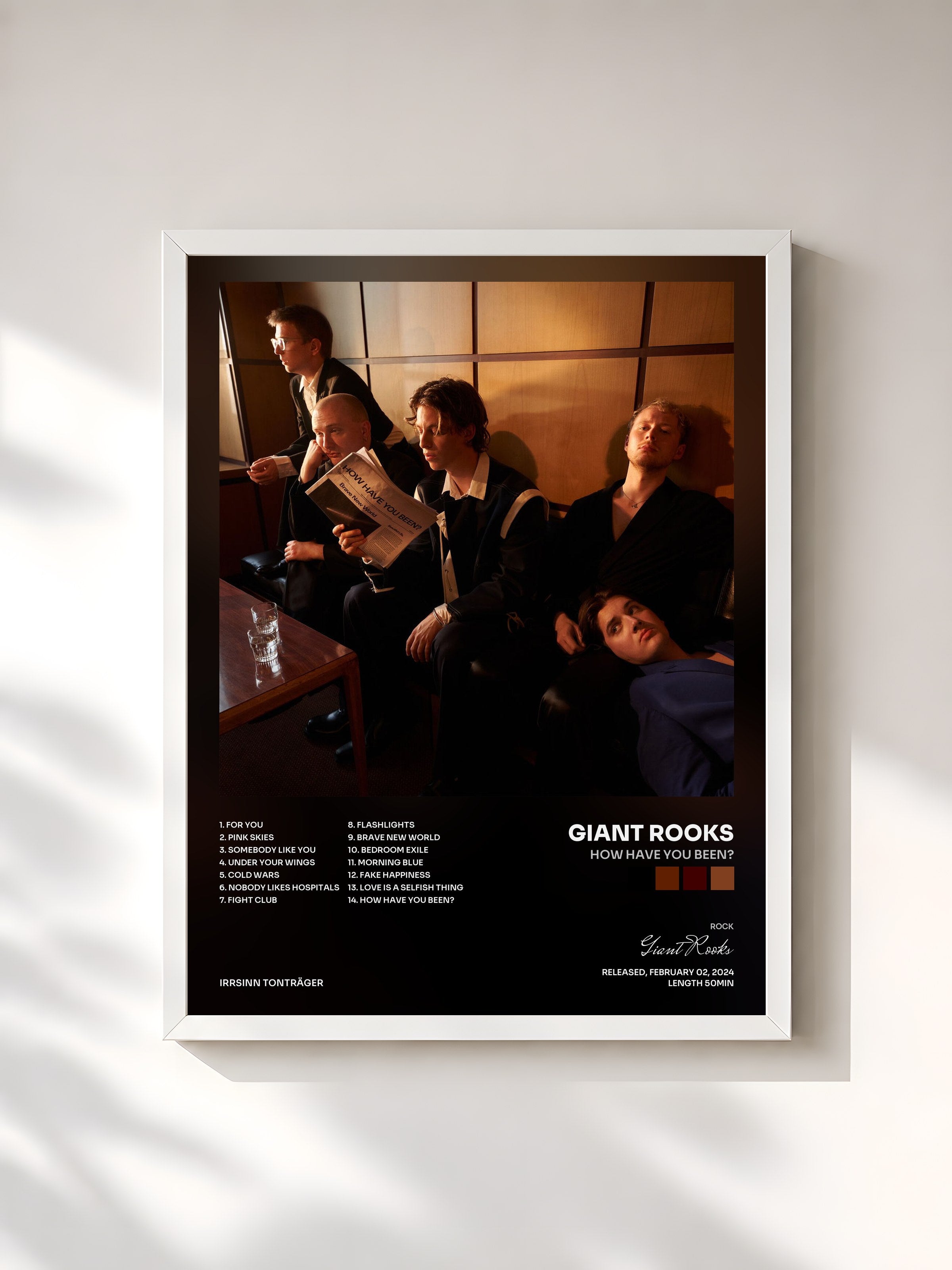 #blanc Tableau de l'album How Have You Been? de Giant Rooks, cadre blanc, imprimé et encadré en France
