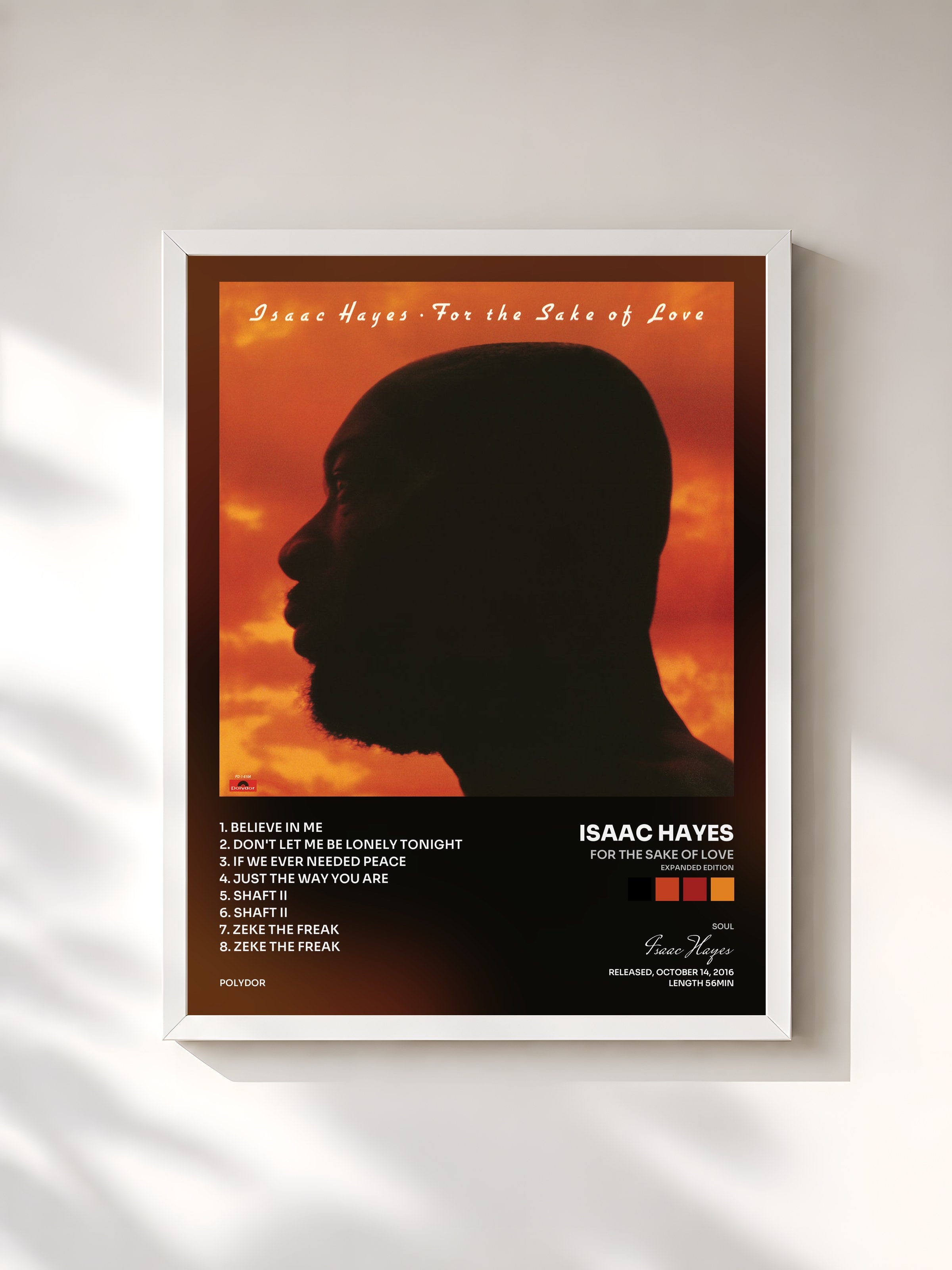 #blanc Tableau de l'album For The Sake Of Love (Expanded Edition) de Isaac Hayes, cadre blanc, imprimé et encadré en France