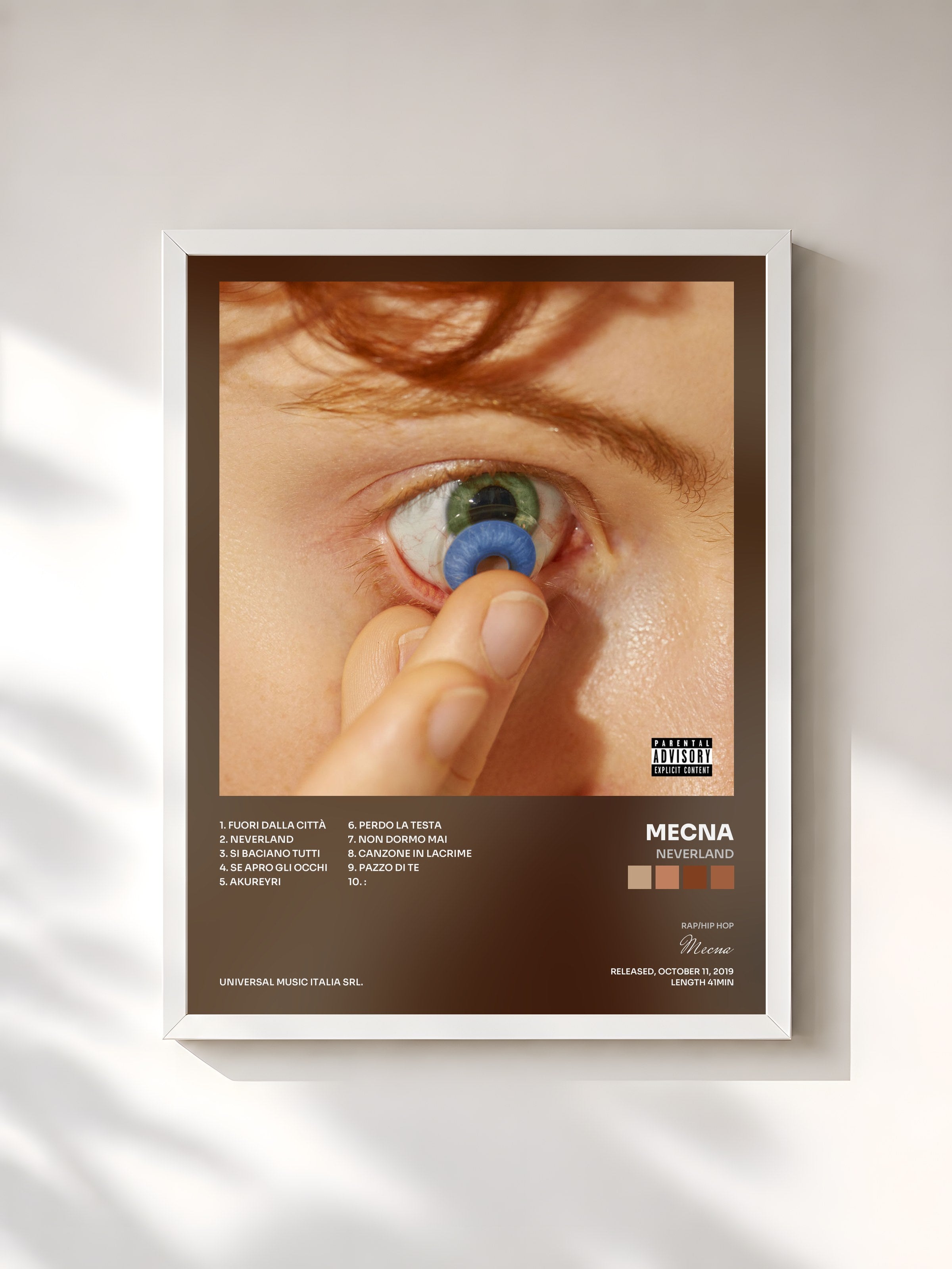 #blanc Tableau de l'album Neverland de Mecna, cadre blanc, imprimé et encadré en France
