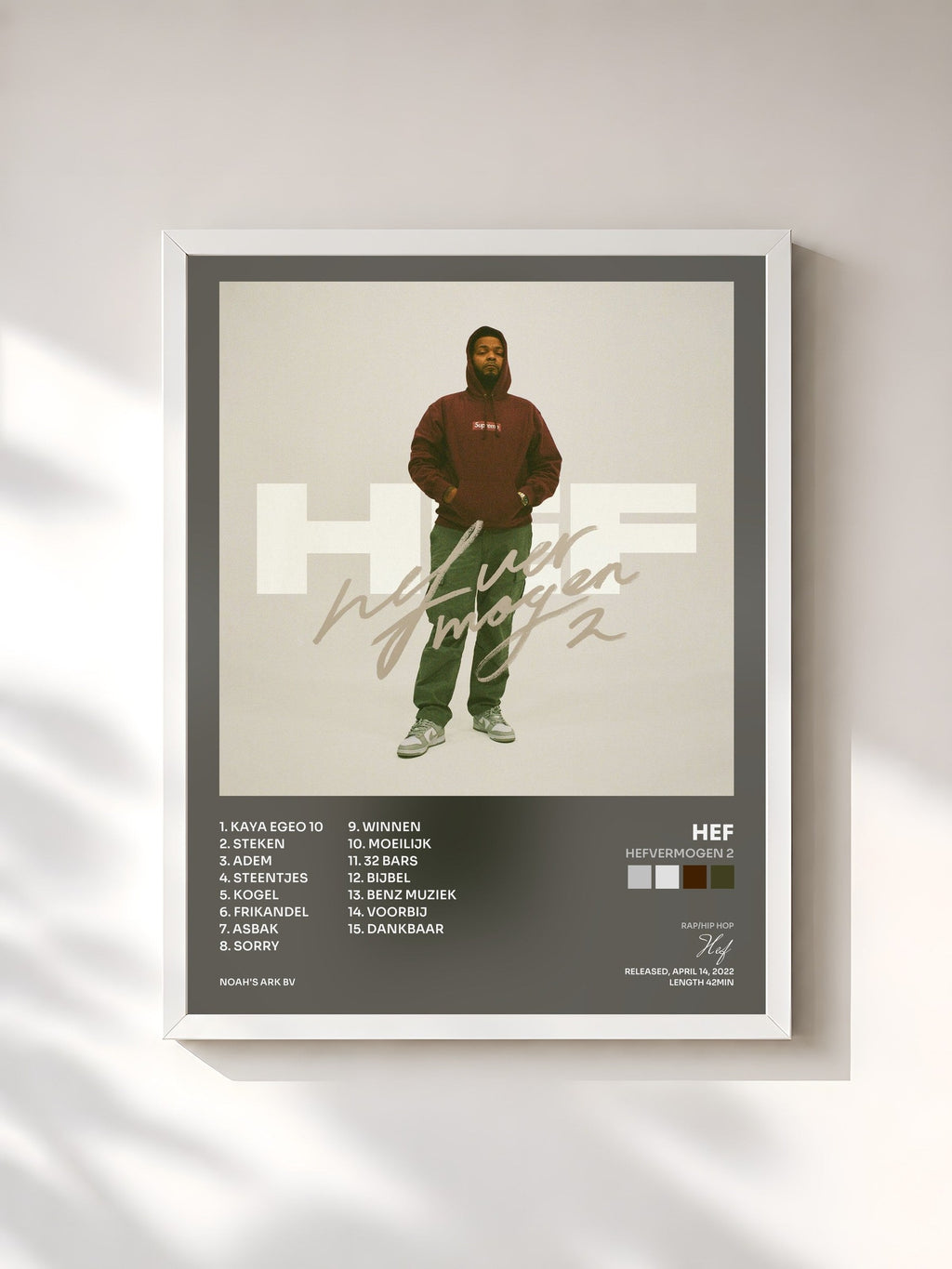 #blanc Tableau de l'album Hefvermogen 2 de Hef, cadre blanc, imprimé et encadré en France