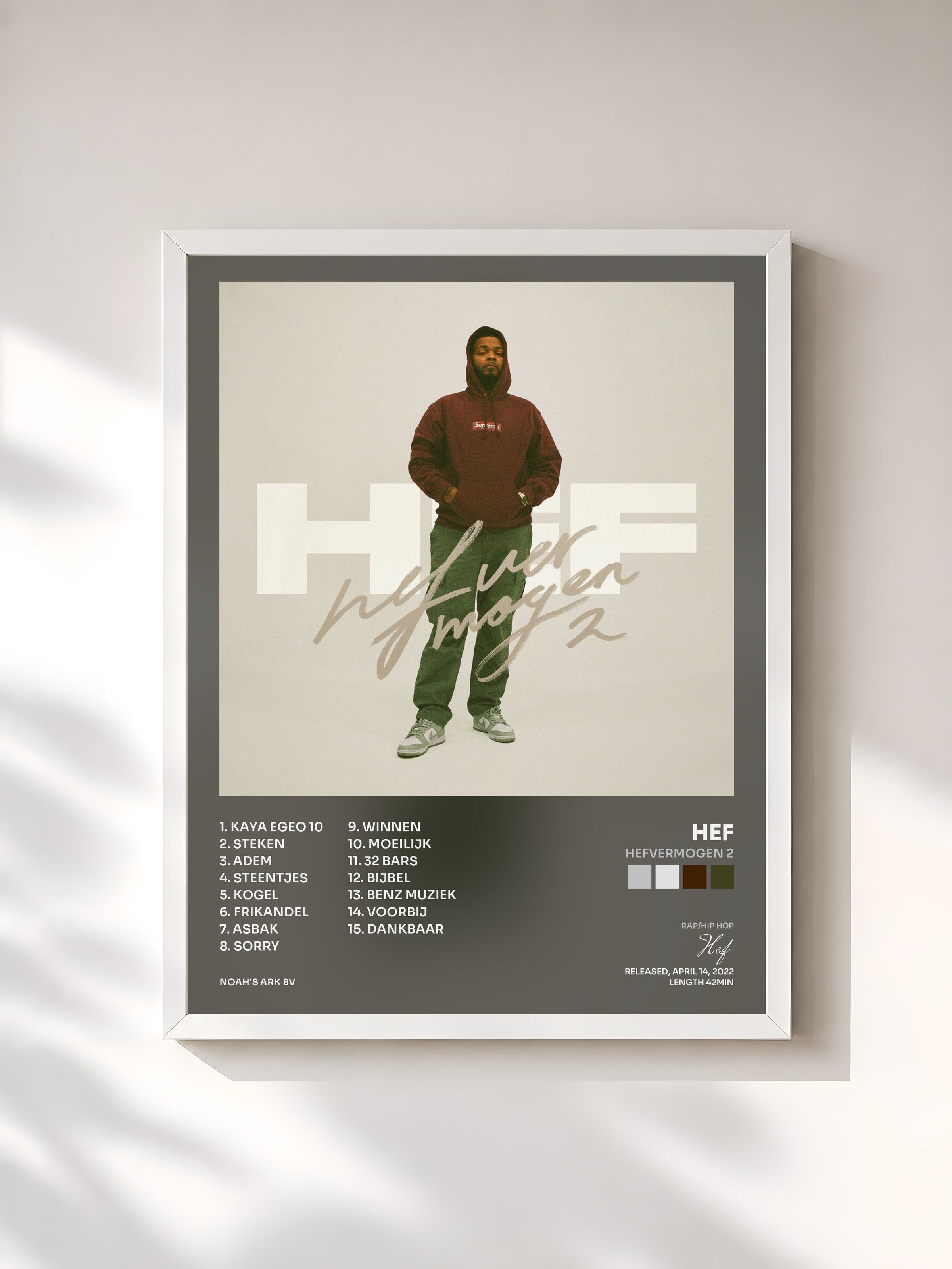 #blanc Tableau de l'album Hefvermogen 2 de Hef, cadre blanc, imprimé et encadré en France