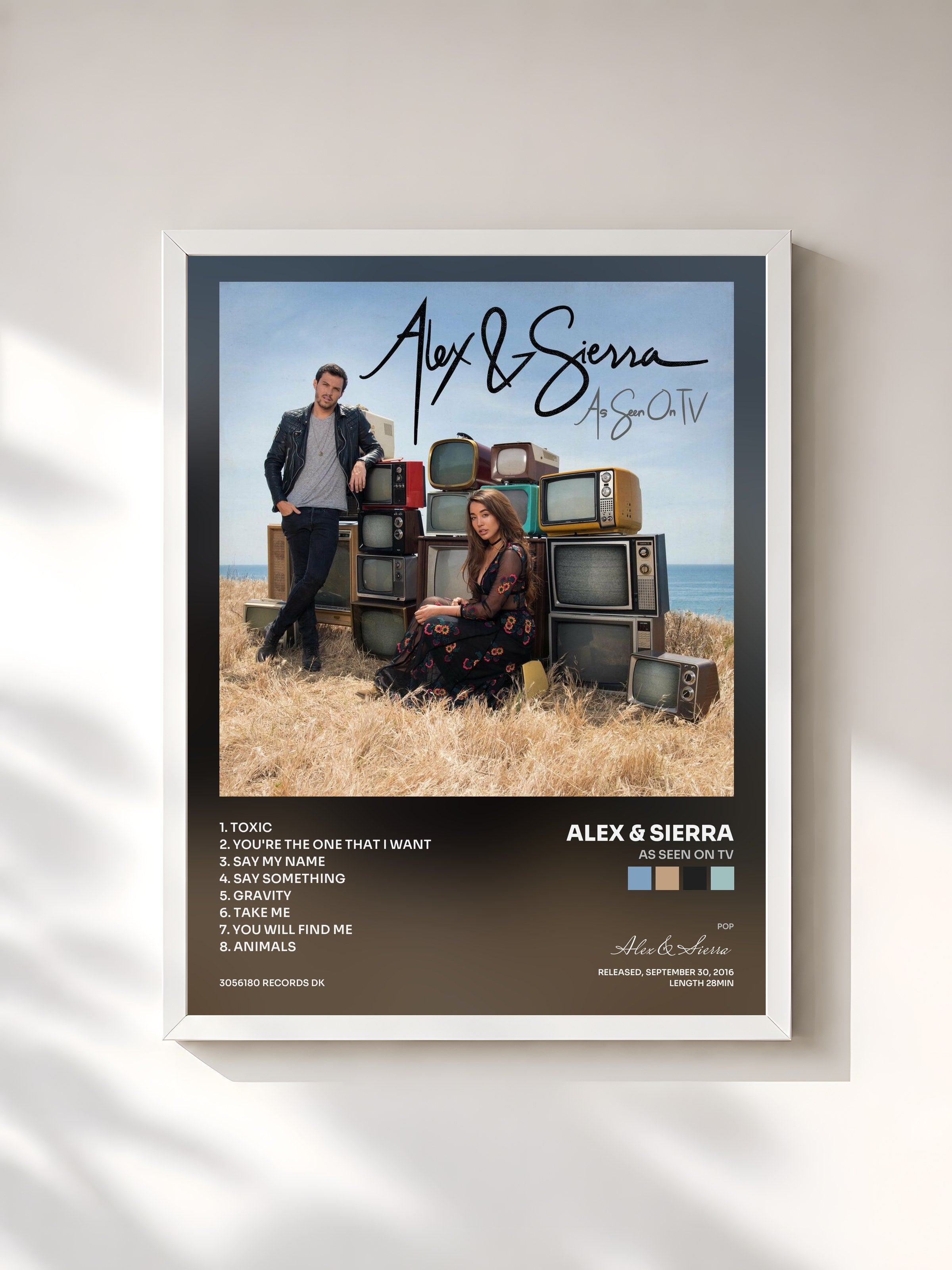 #blanc Tableau de l'album As Seen On TV de Alex & Sierra, cadre blanc, imprimé et encadré en France