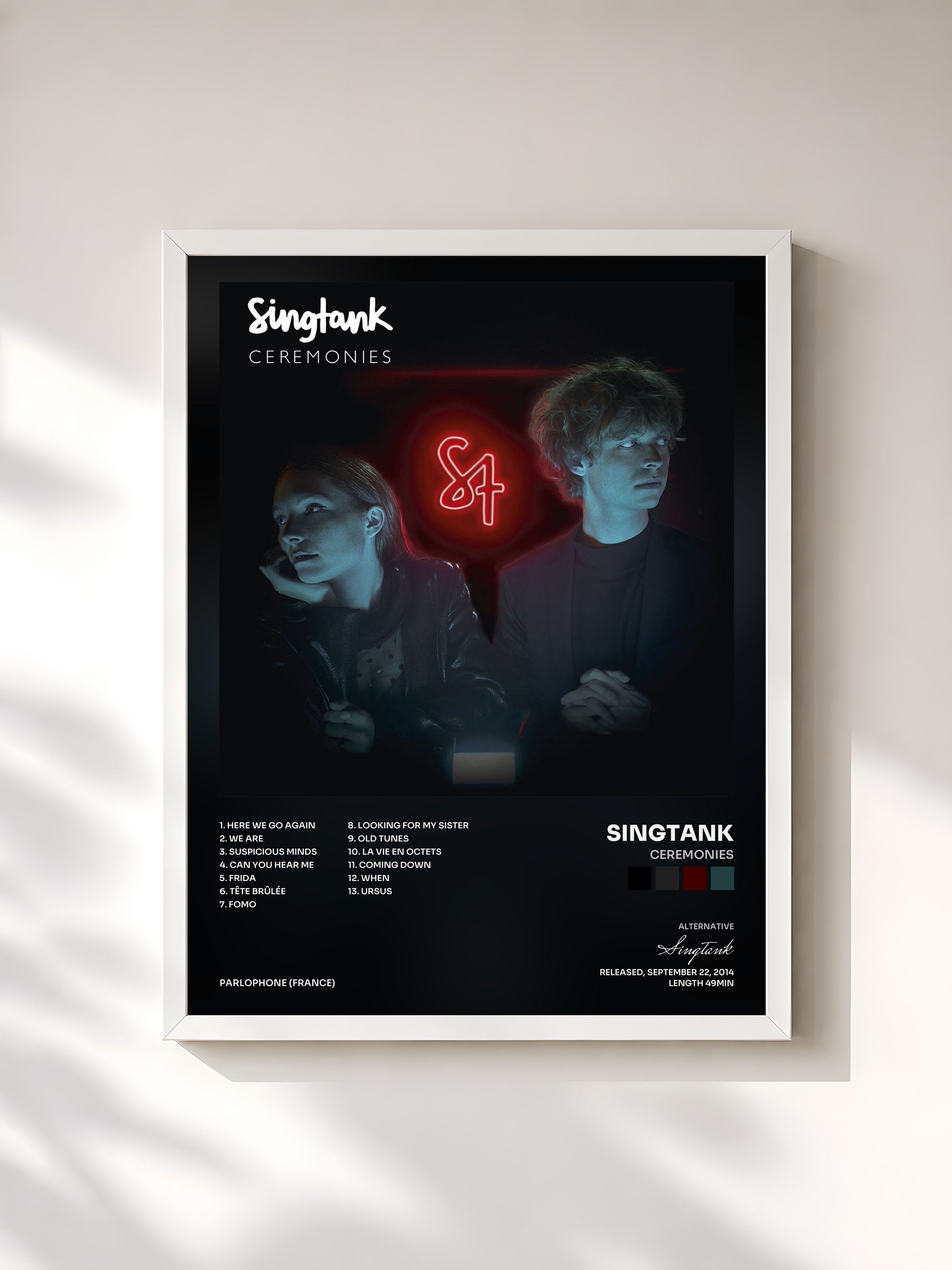 #blanc Tableau de l'album Ceremonies de Singtank, cadre blanc, imprimé et encadré en France