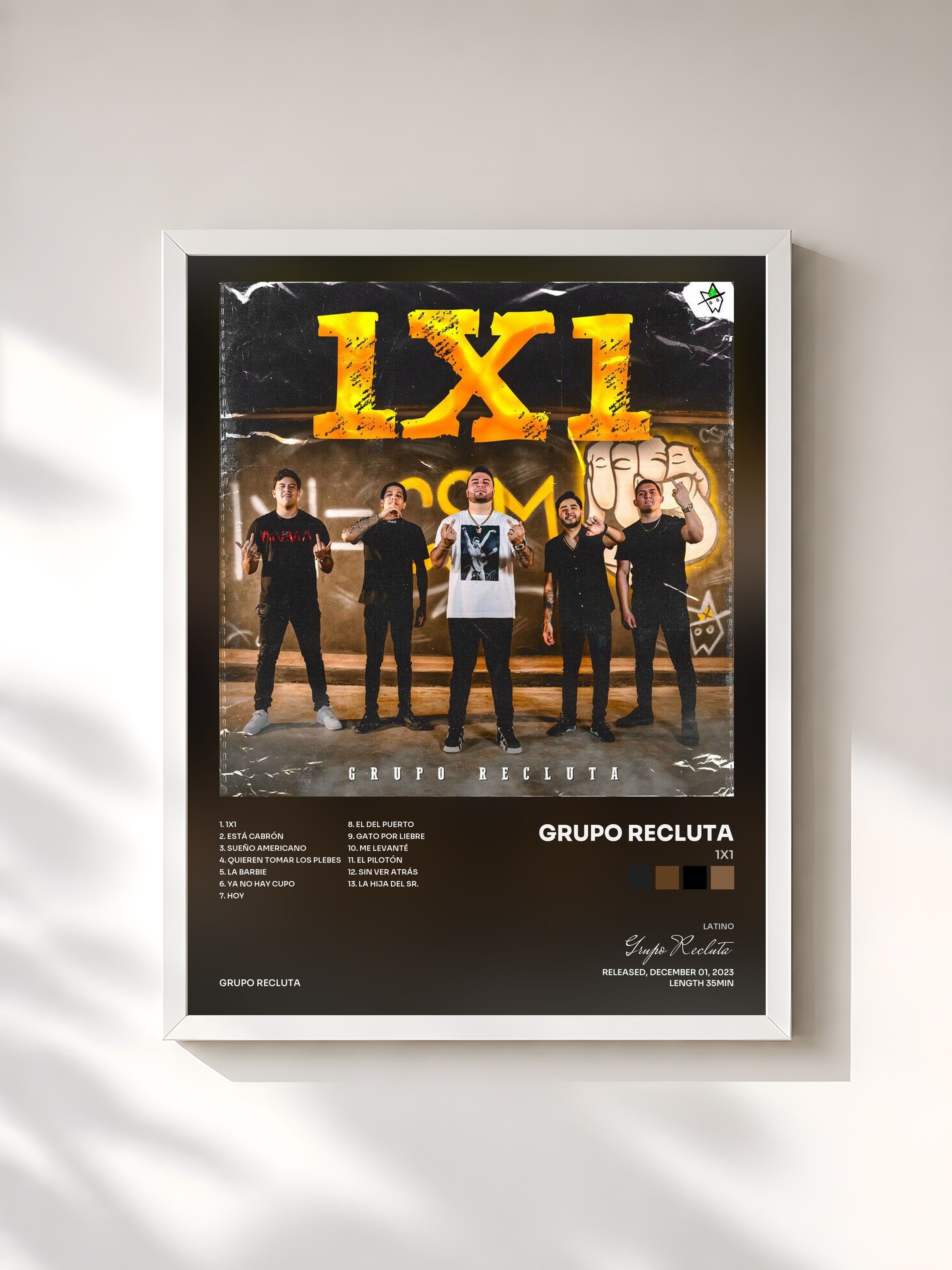 #blanc Tableau de l'album 1X1 de Grupo Recluta, cadre blanc, imprimé et encadré en France