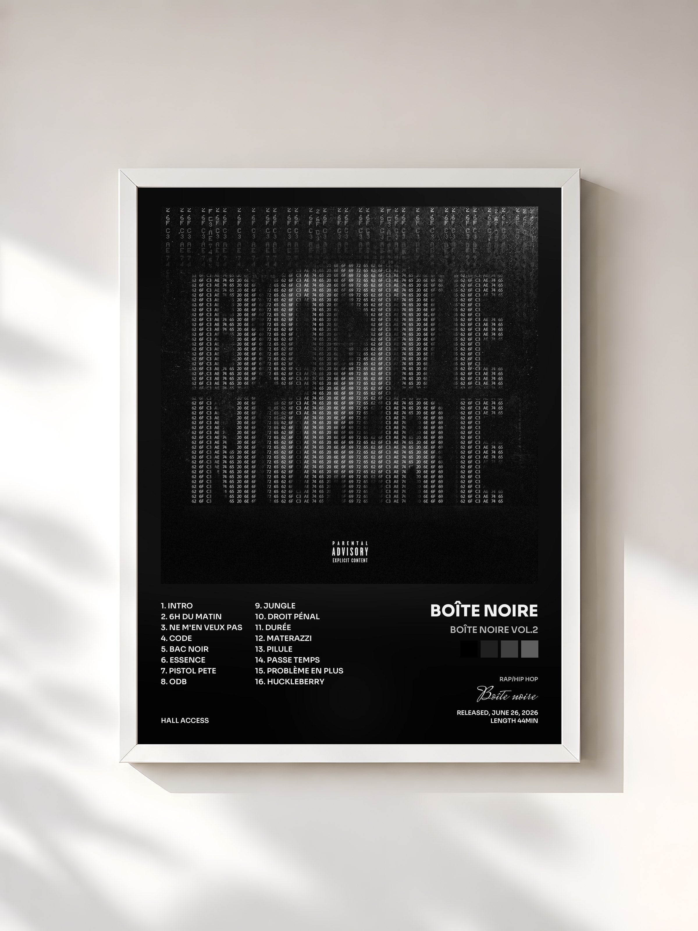 #blanc Tableau de l'album Boîte Noire Vol.2 de Boîte noire, cadre blanc, imprimé et encadré en France