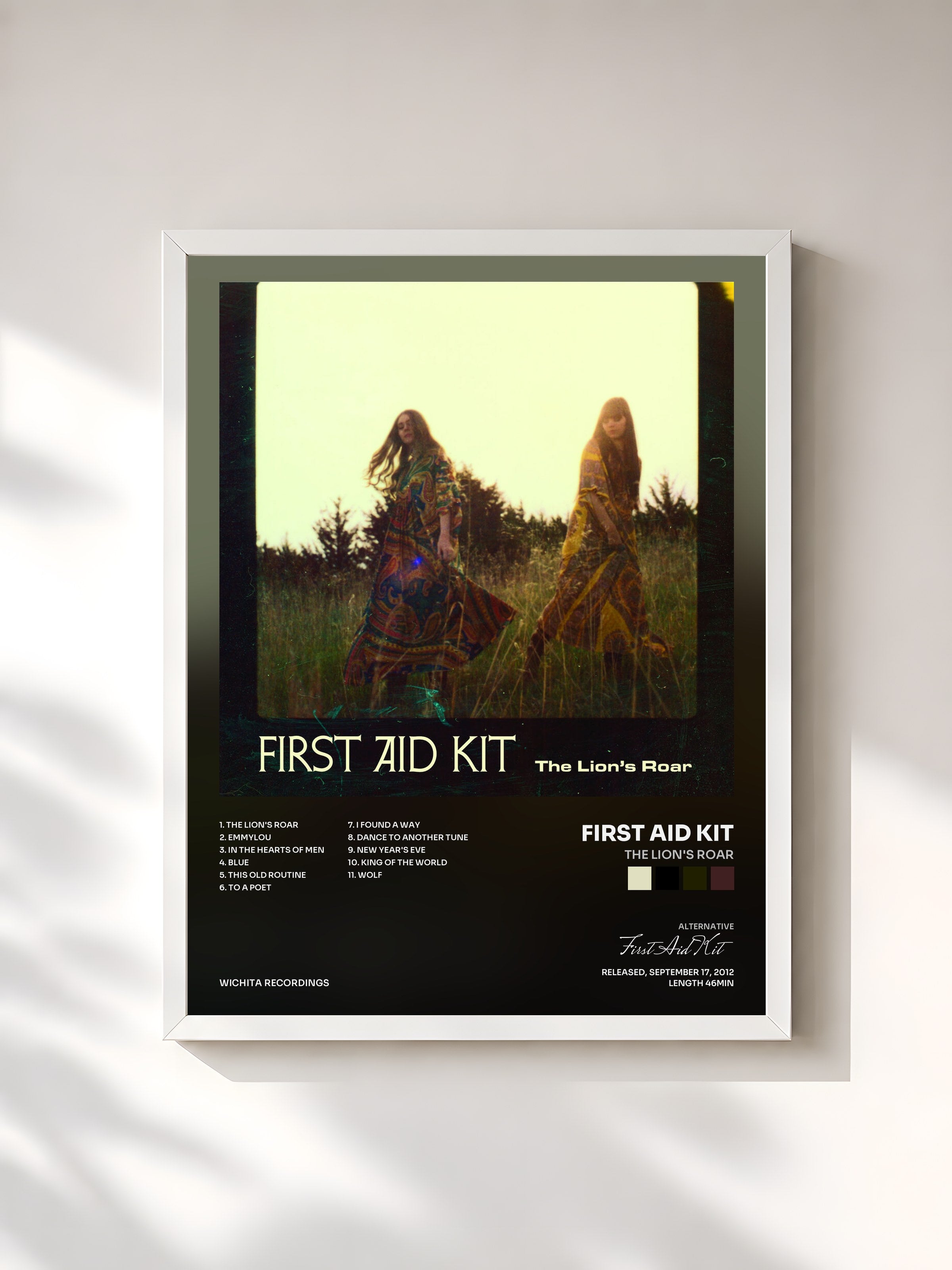 #blanc Tableau de l'album The Lion's Roar de First Aid Kit, cadre blanc, imprimé et encadré en France