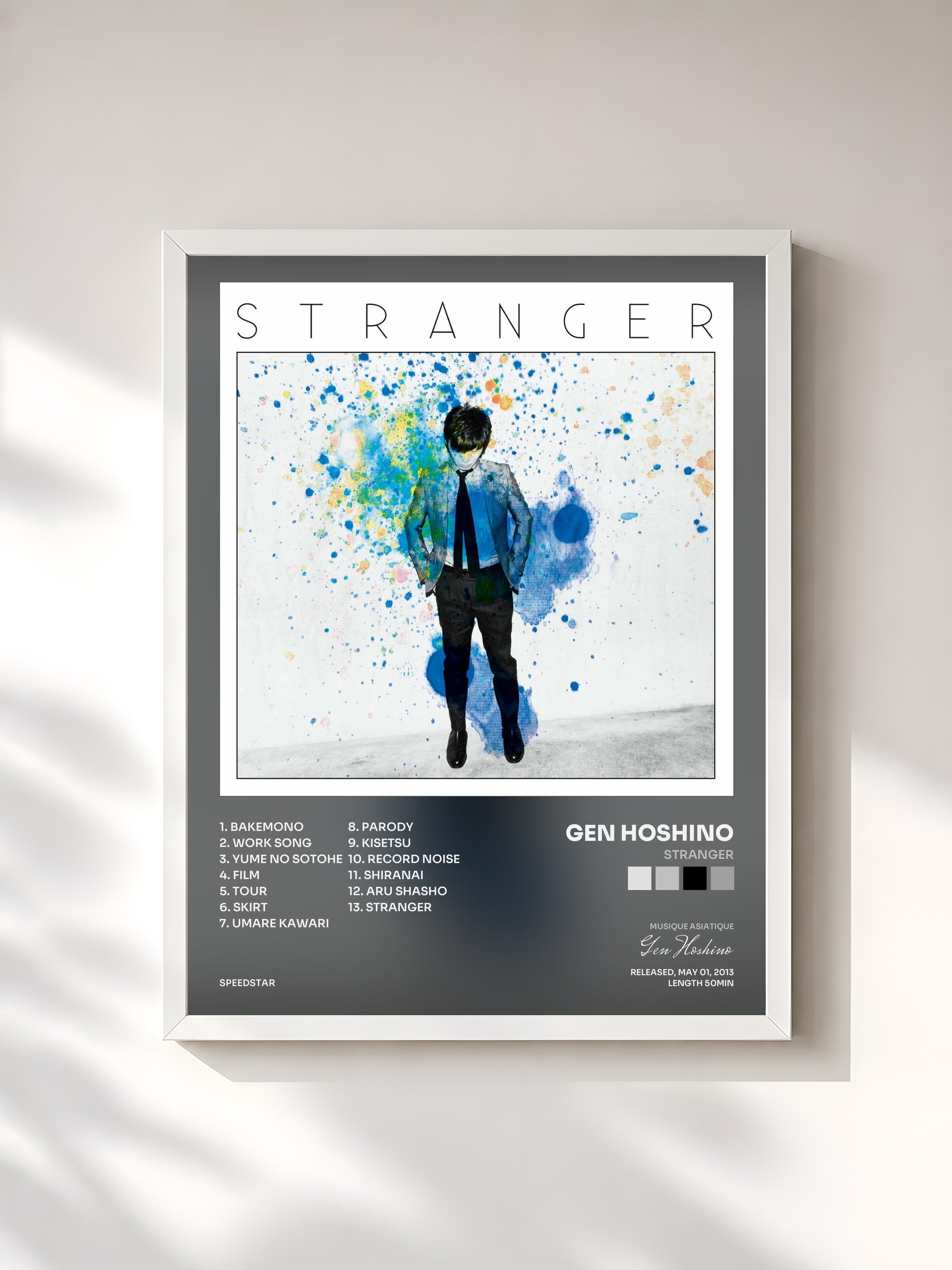 #blanc Tableau de l'album Stranger de Gen Hoshino, cadre blanc, imprimé et encadré en France