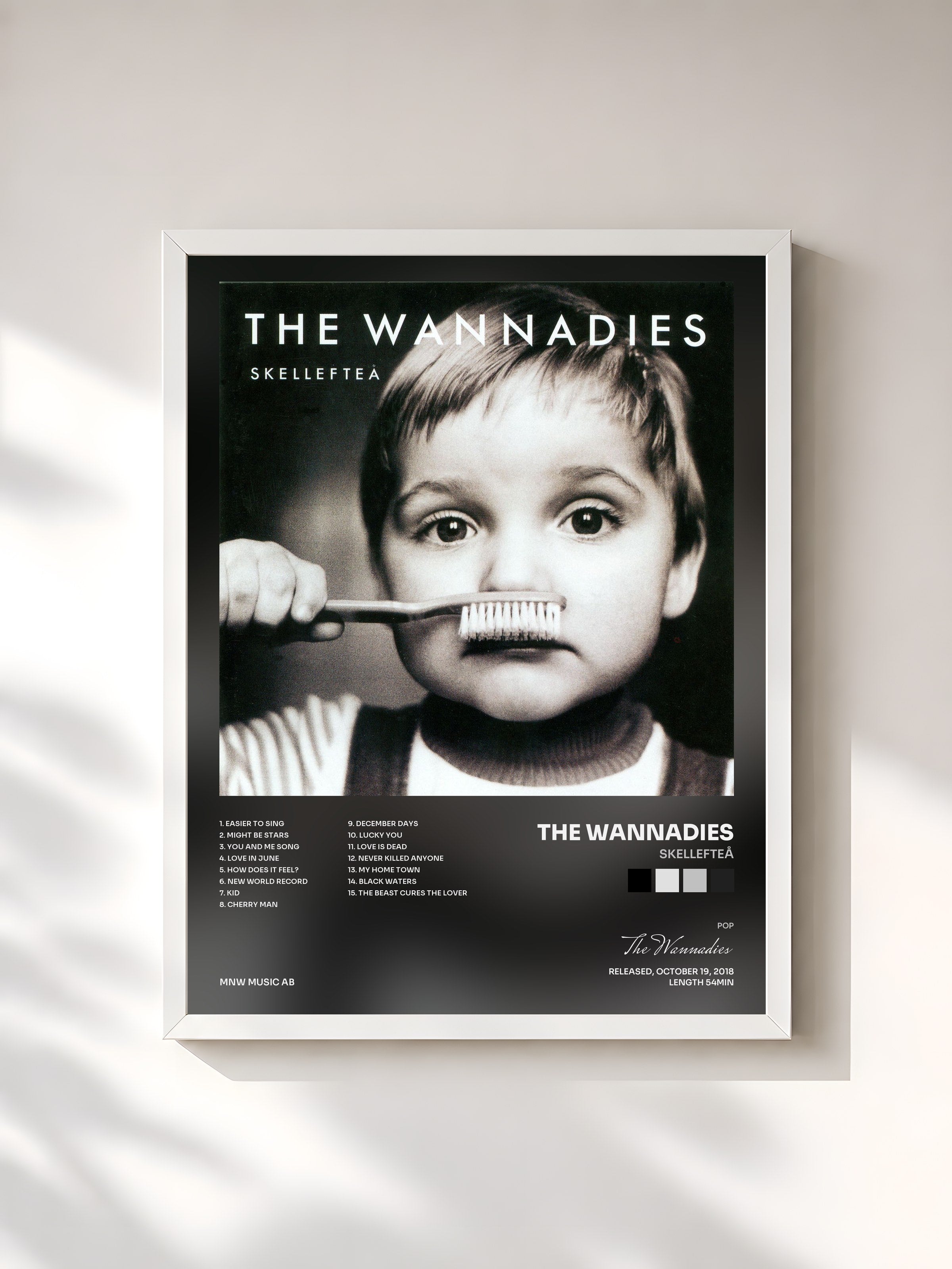 #blanc Tableau de l'album Skellefteå de The Wannadies, cadre blanc, imprimé et encadré en France