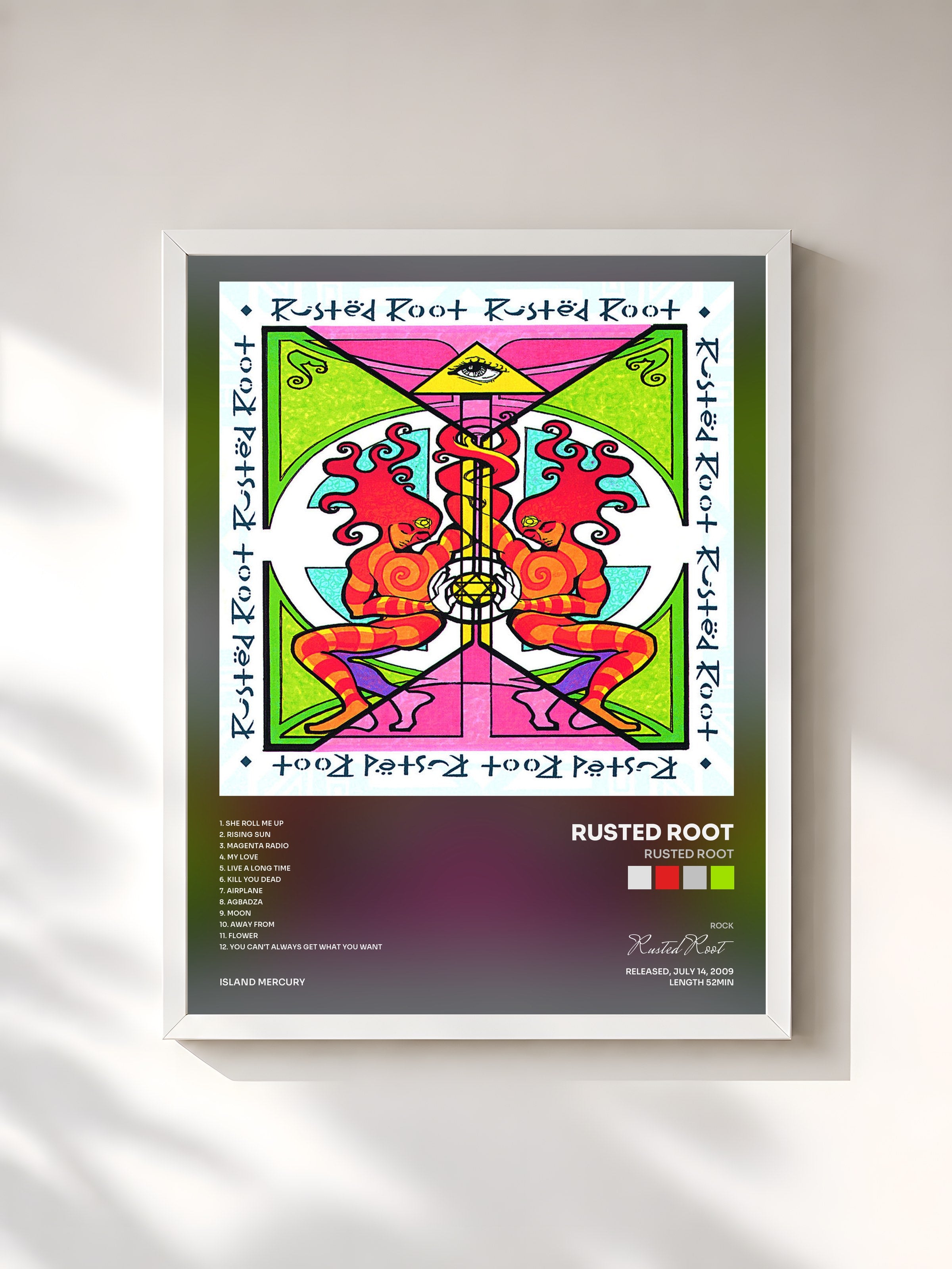 #blanc Tableau de l'album Rusted Root de Rusted Root, cadre blanc, imprimé et encadré en France