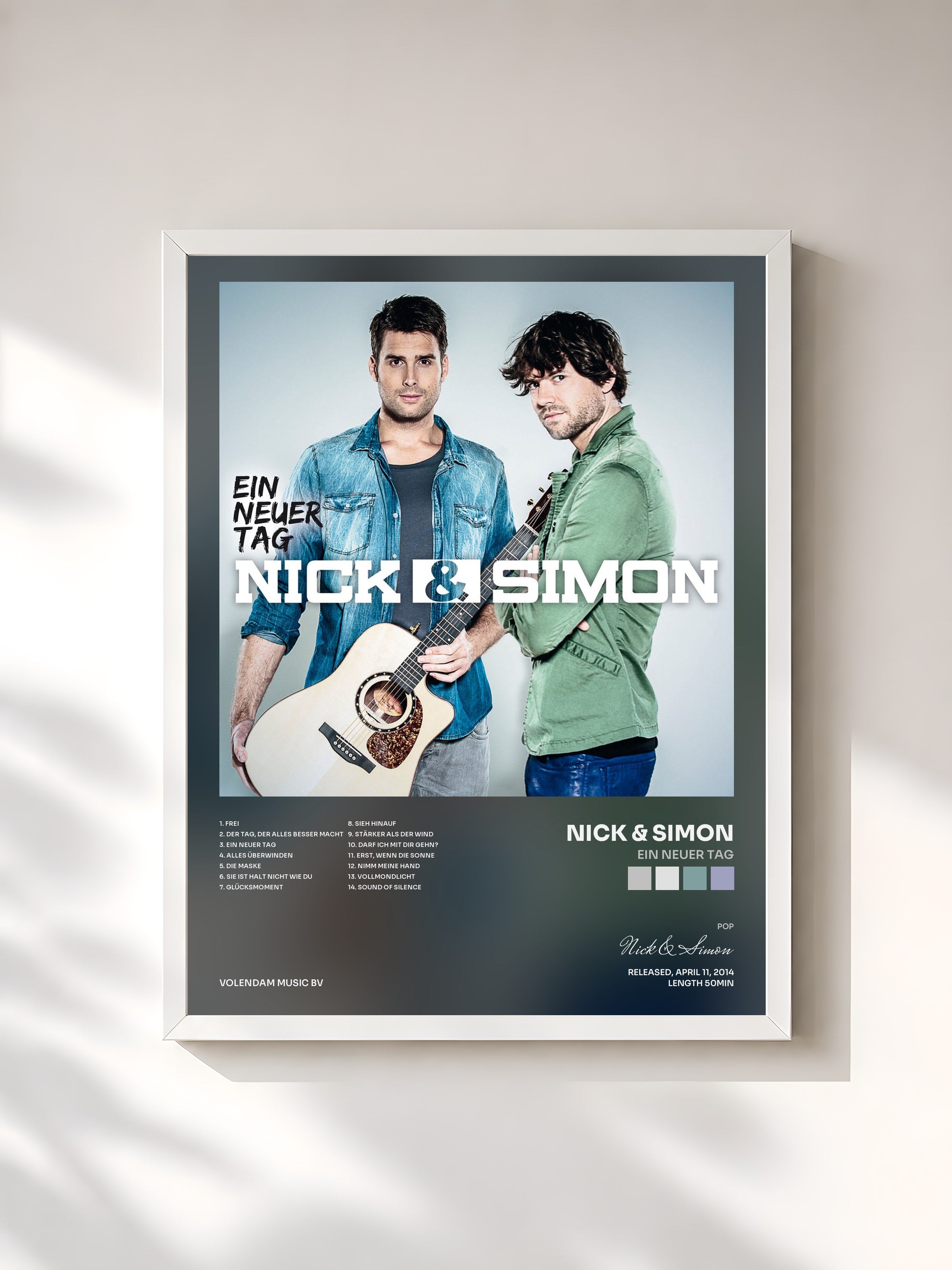 #blanc Tableau de l'album Ein Neuer Tag de Nick & Simon, cadre blanc, imprimé et encadré en France