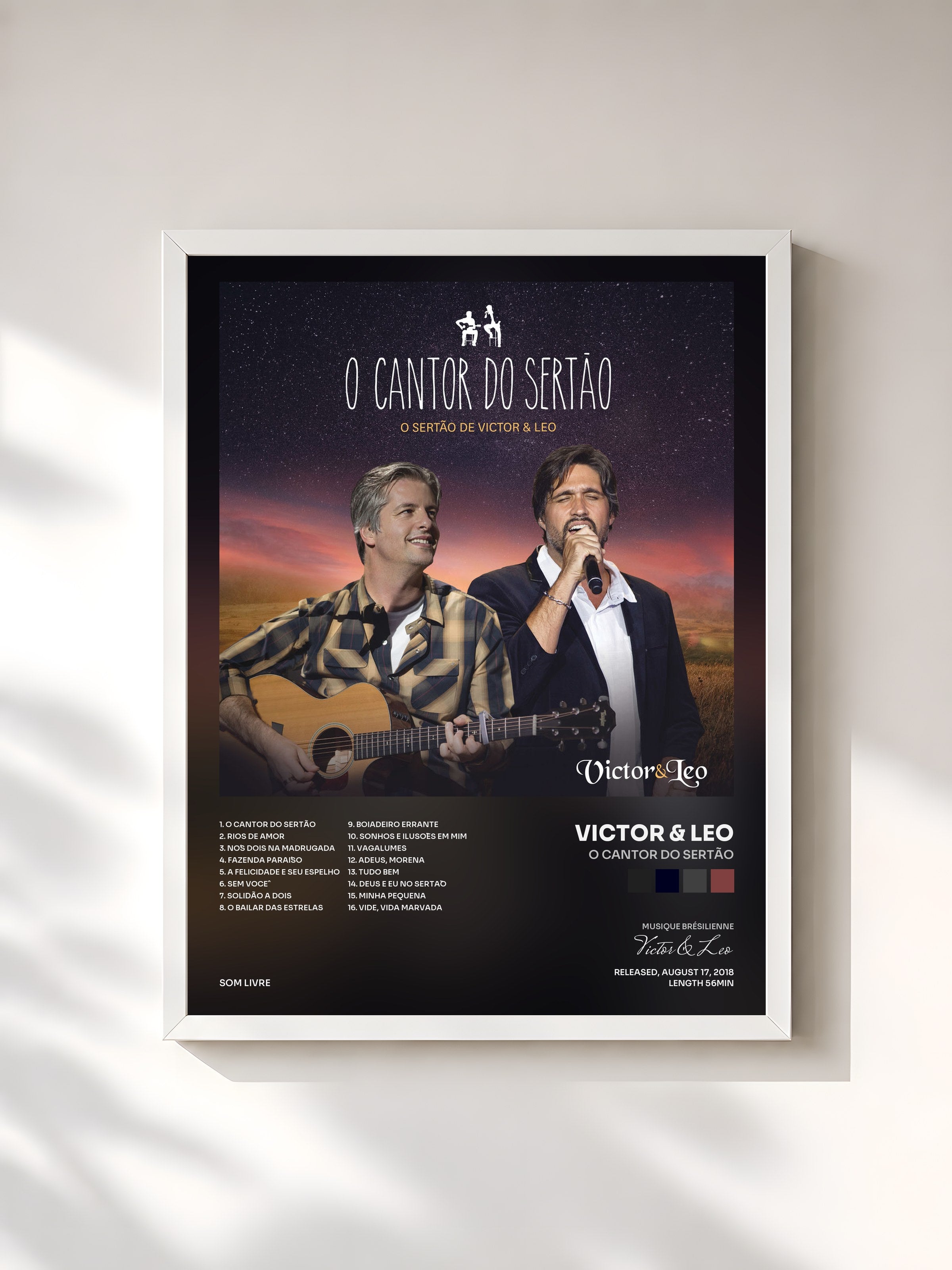 #blanc Tableau de l'album O Cantor do Sertão de Victor & Leo, cadre blanc, imprimé et encadré en France