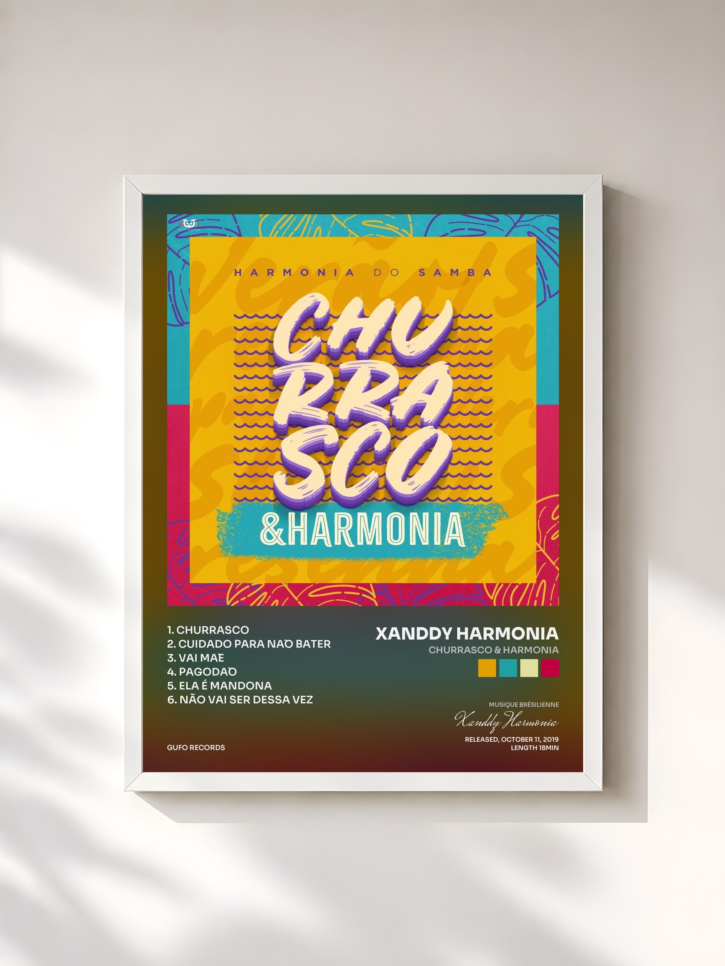 #blanc Tableau de l'album Churrasco & Harmonia de Xanddy Harmonia, cadre blanc, imprimé et encadré en France