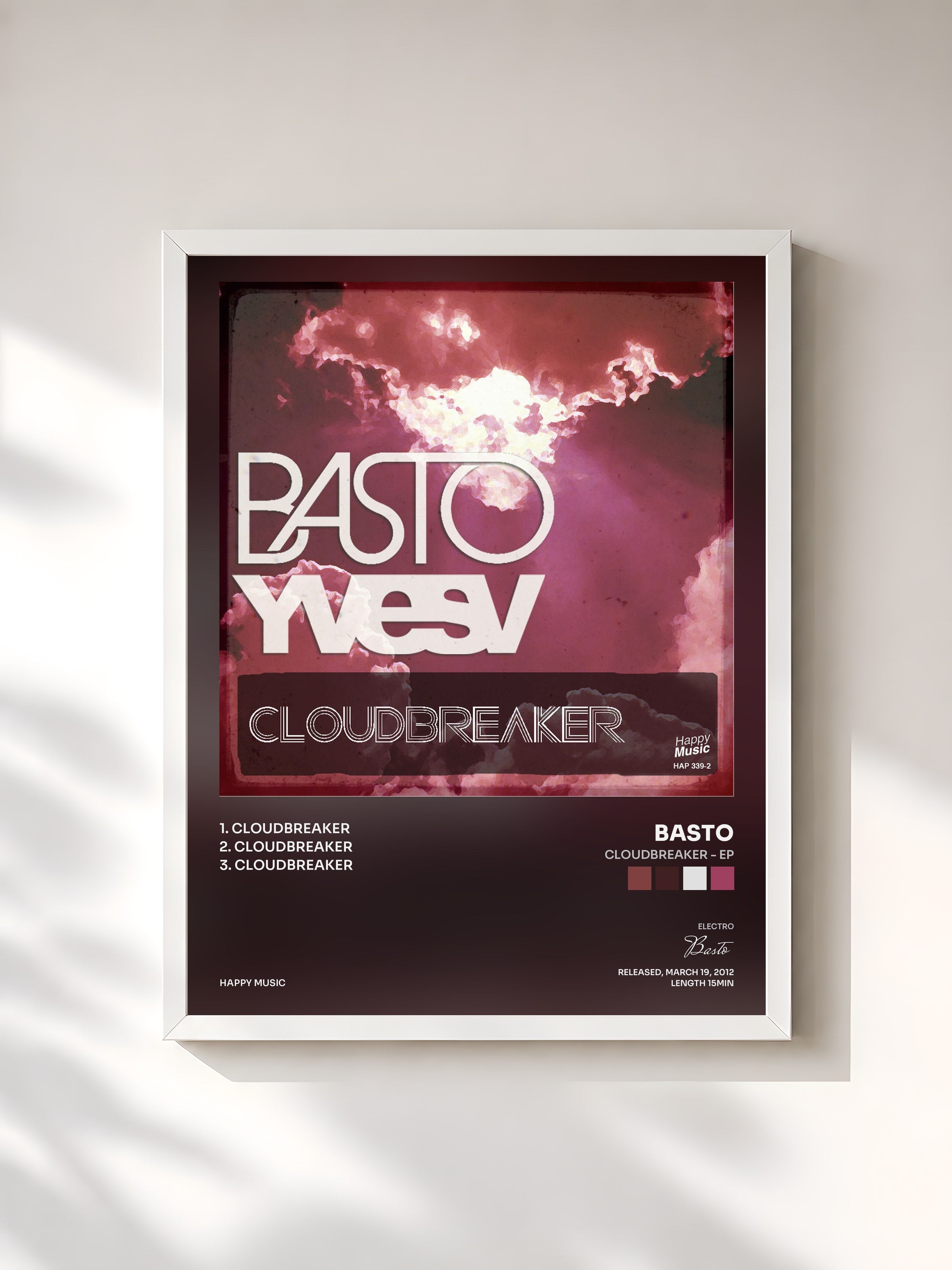 #blanc Tableau de l'album CloudBreaker - Ep de Basto, cadre blanc, imprimé et encadré en France
