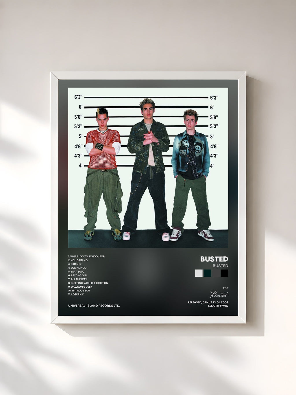 #blanc Tableau de l'album Busted de Busted, cadre blanc, imprimé et encadré en France