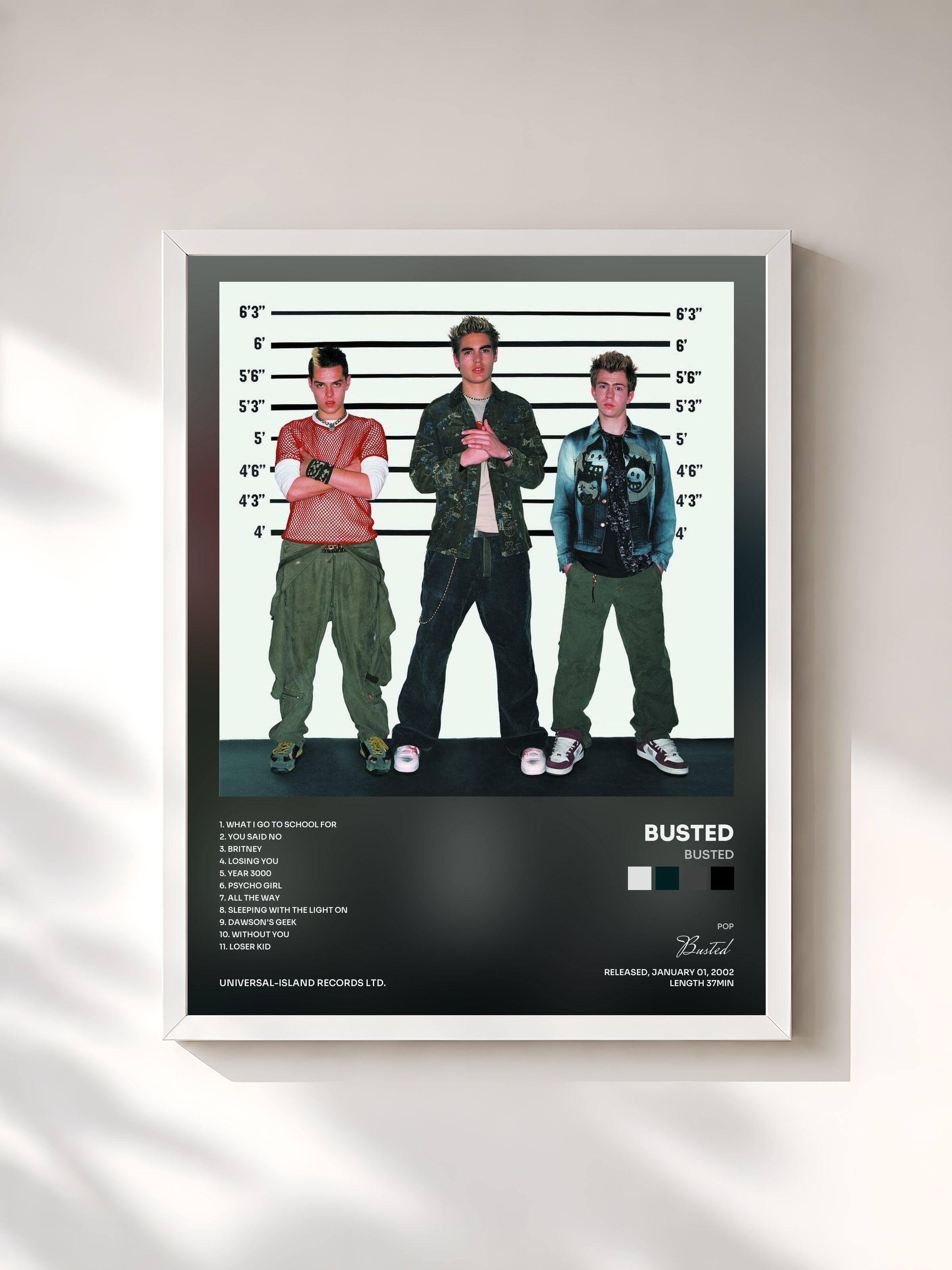 #blanc Tableau de l'album Busted de Busted, cadre blanc, imprimé et encadré en France