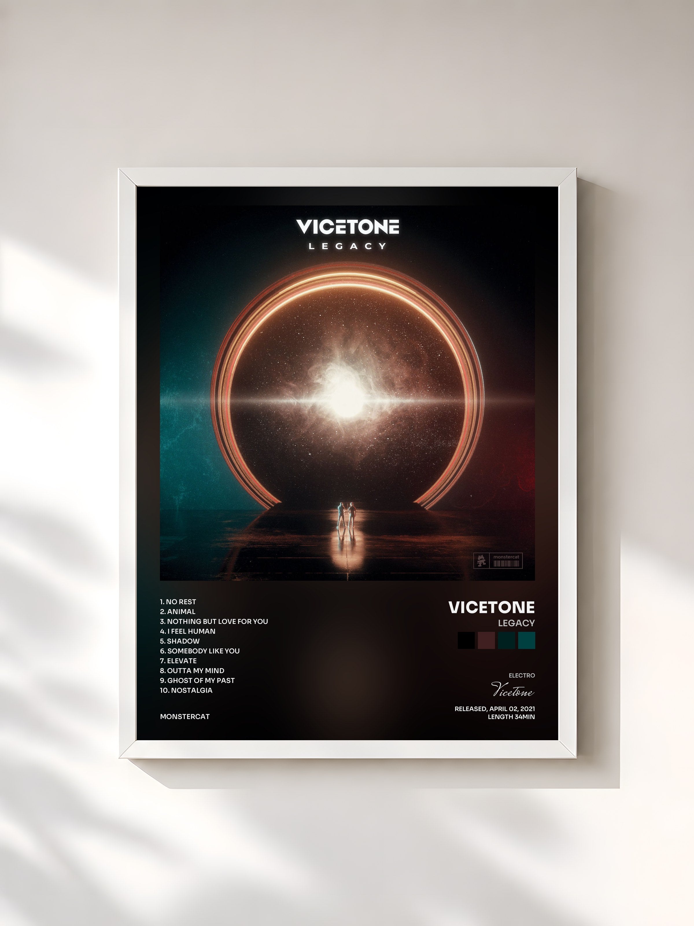 #blanc Tableau de l'album Legacy de Vicetone, cadre blanc, imprimé et encadré en France