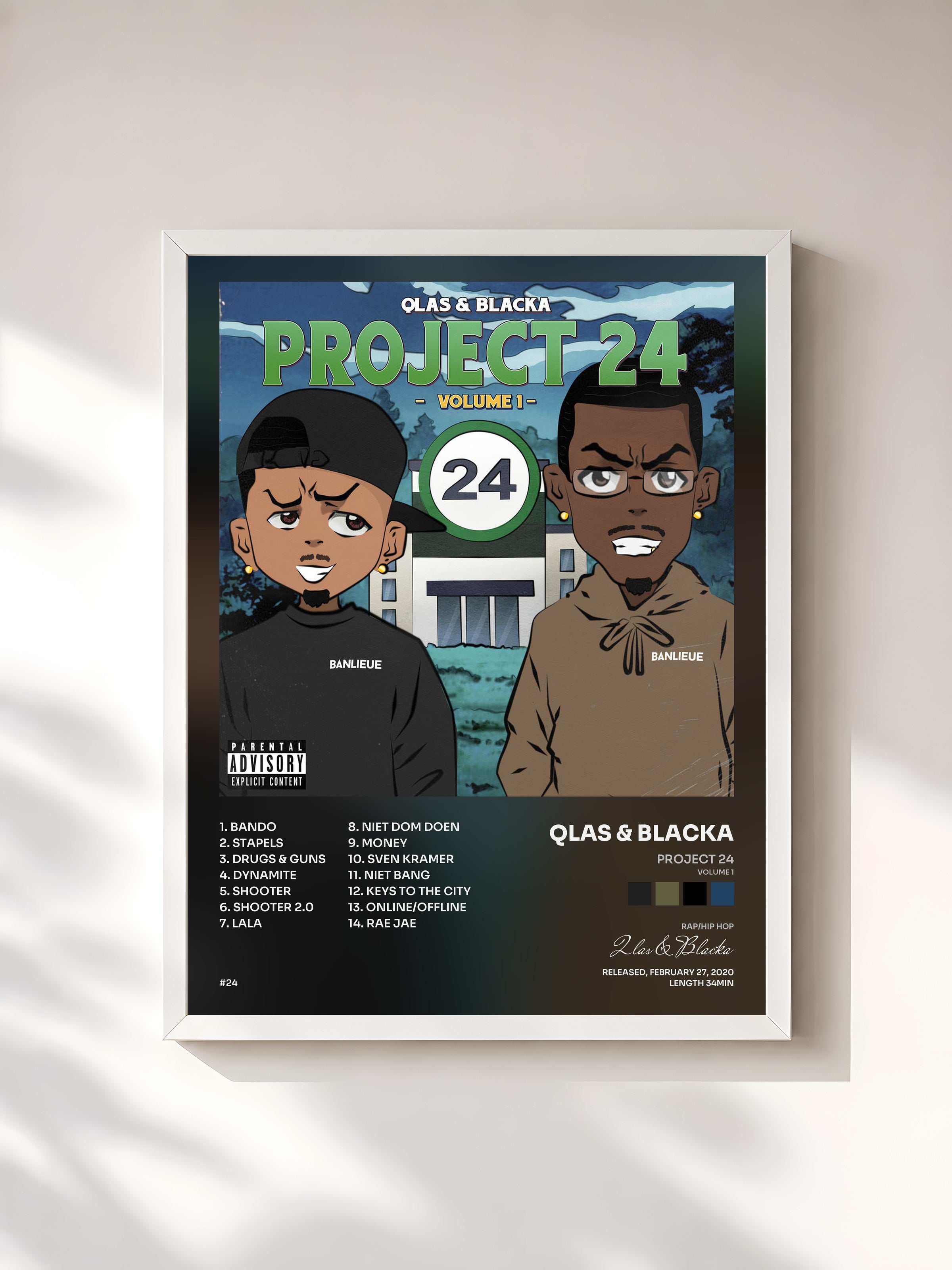 #blanc Tableau de l'album Project 24 (Volume 1) de Qlas & Blacka, cadre blanc, imprimé et encadré en France
