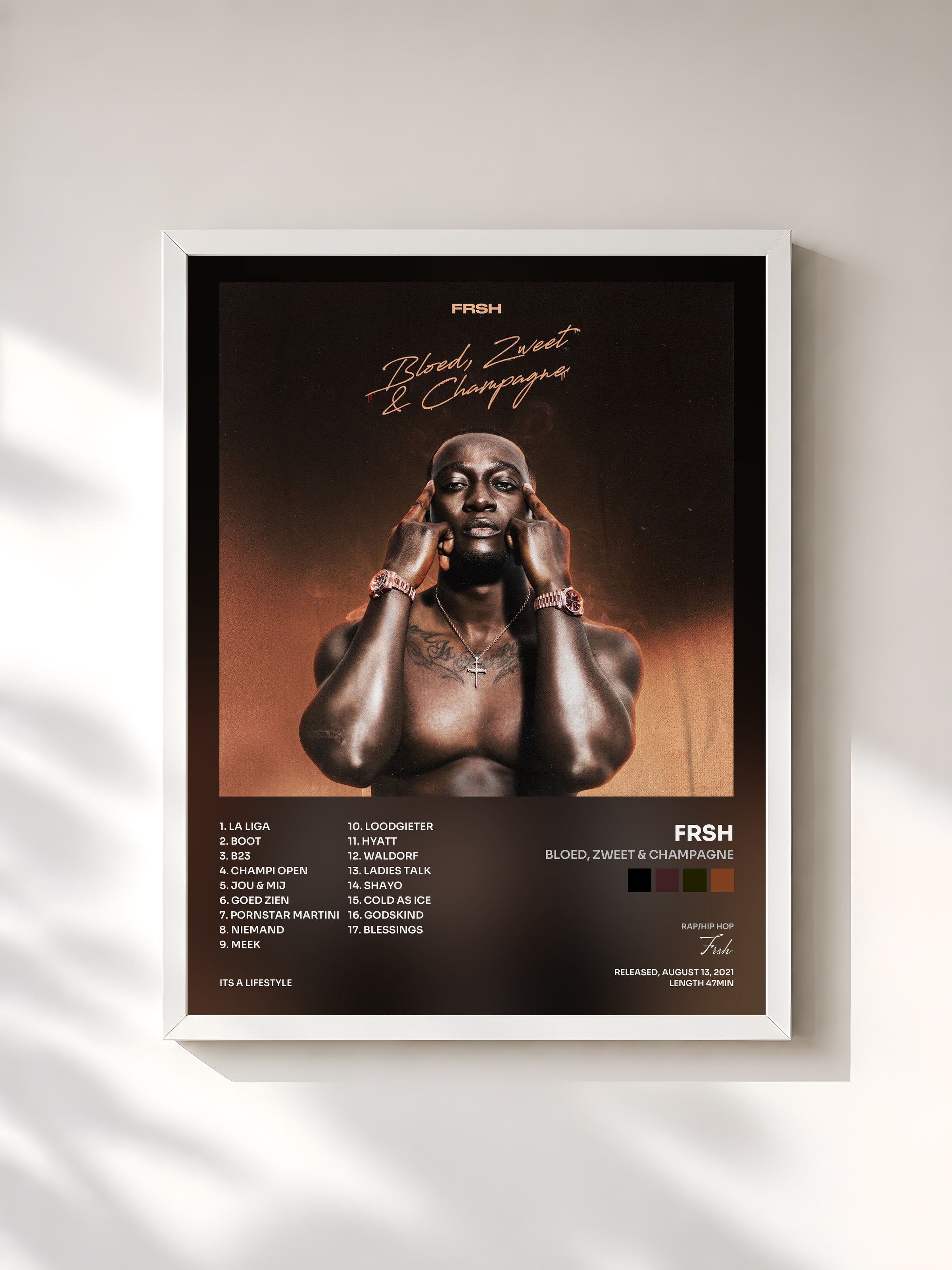 #blanc Tableau de l'album Bloed, Zweet & Champagne de Frsh, cadre blanc, imprimé et encadré en France