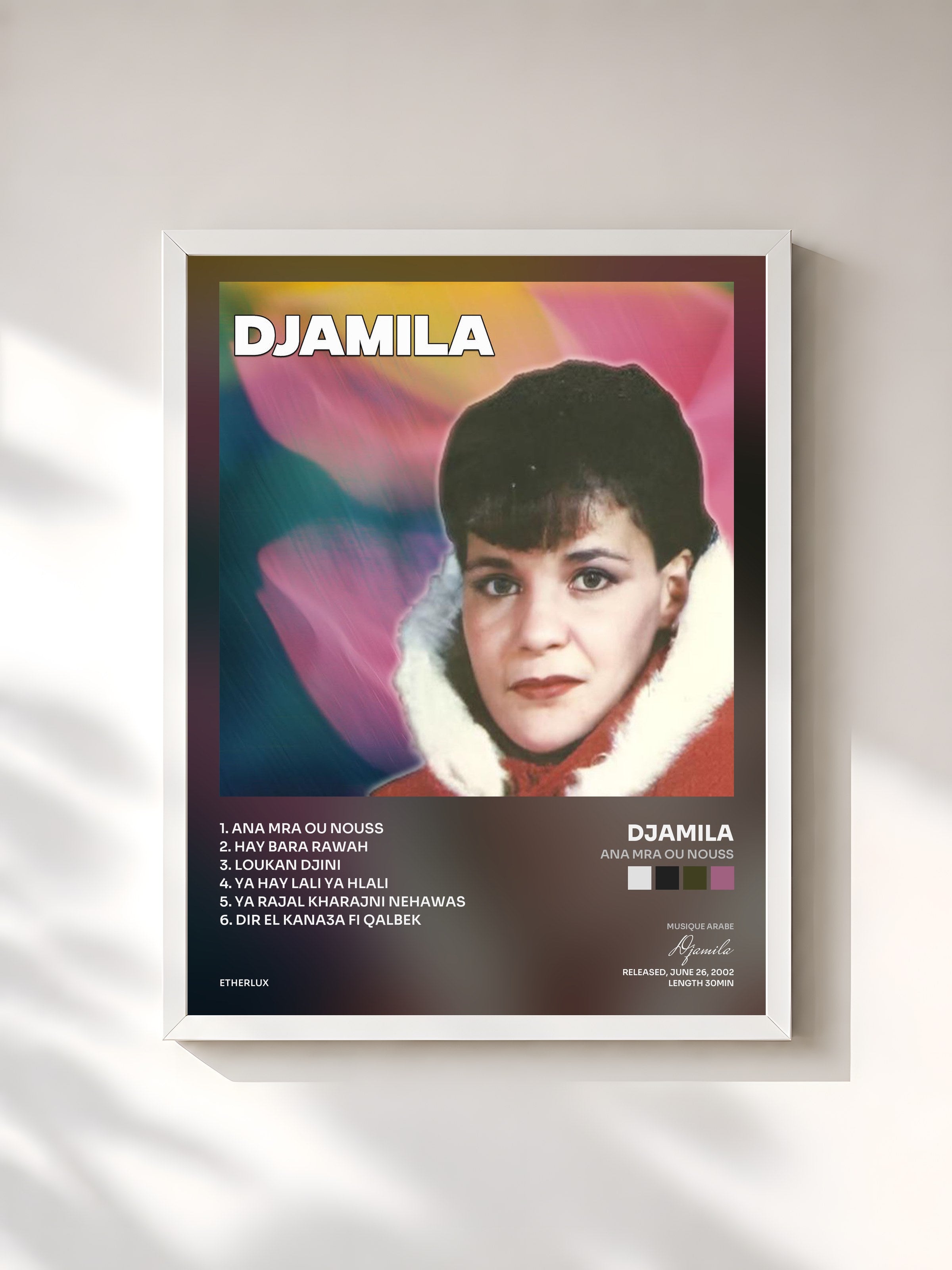 #blanc Tableau de l'album Ana Mra Ou Nouss de Djamila, cadre blanc, imprimé et encadré en France