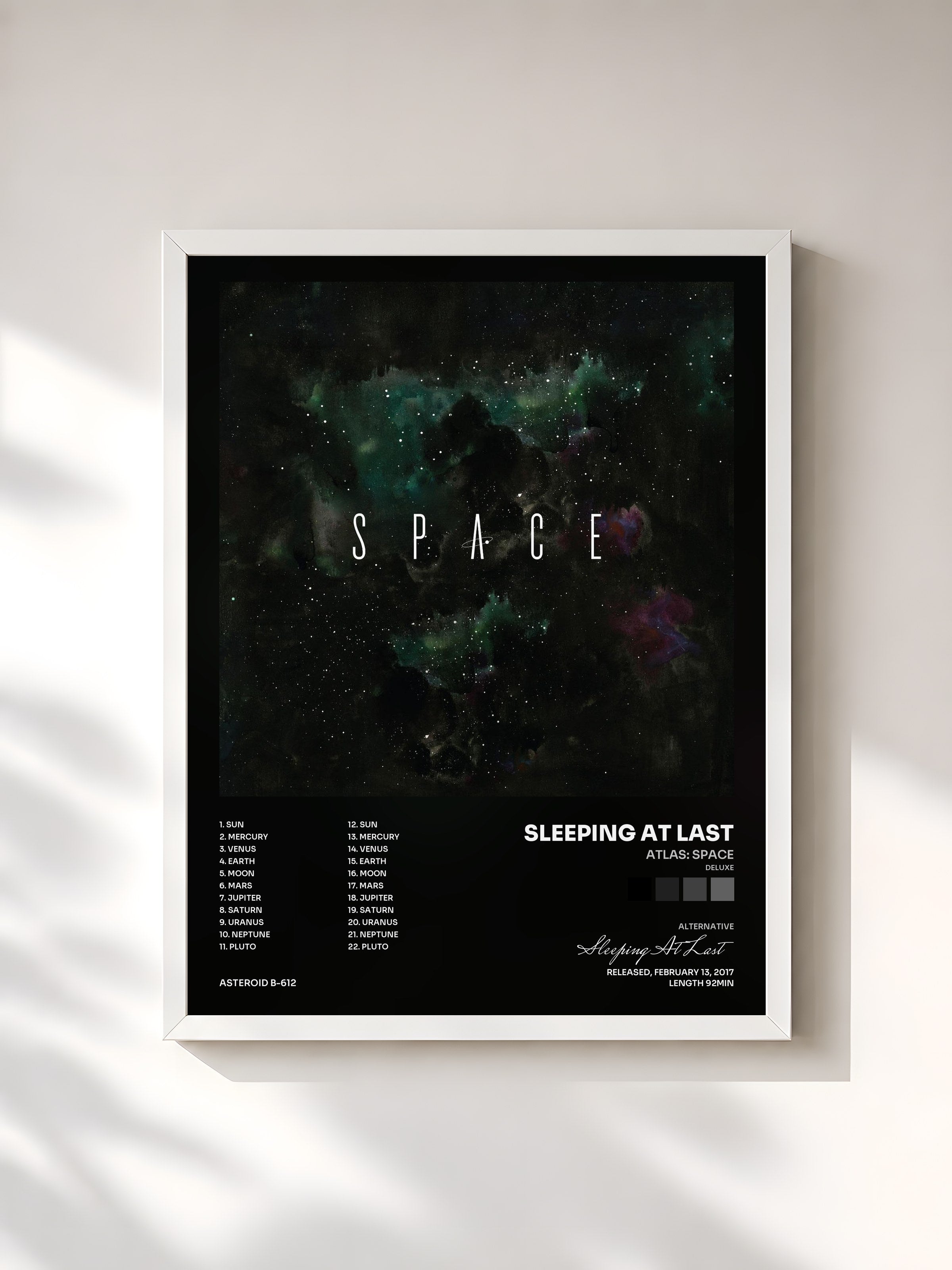 #blanc Tableau de l'album Atlas: Space (Deluxe) de Sleeping At Last, cadre blanc, imprimé et encadré en France